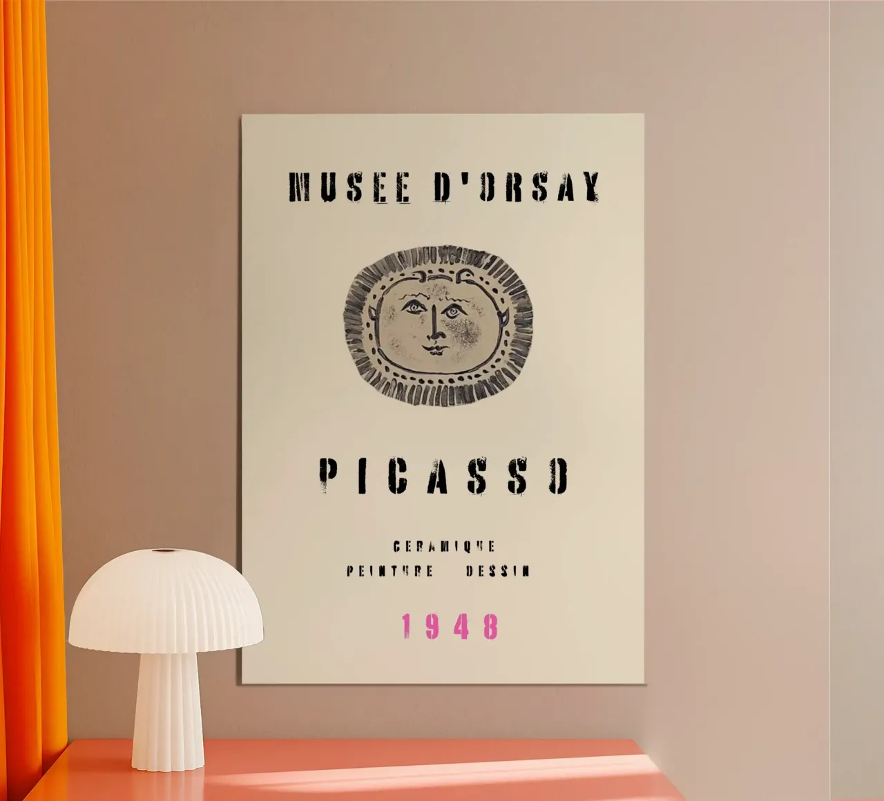 Picasso Musee D'Orsay 1948 Ausstellung Sonnengesicht Poster mit Holzrahmen von NorwesClub