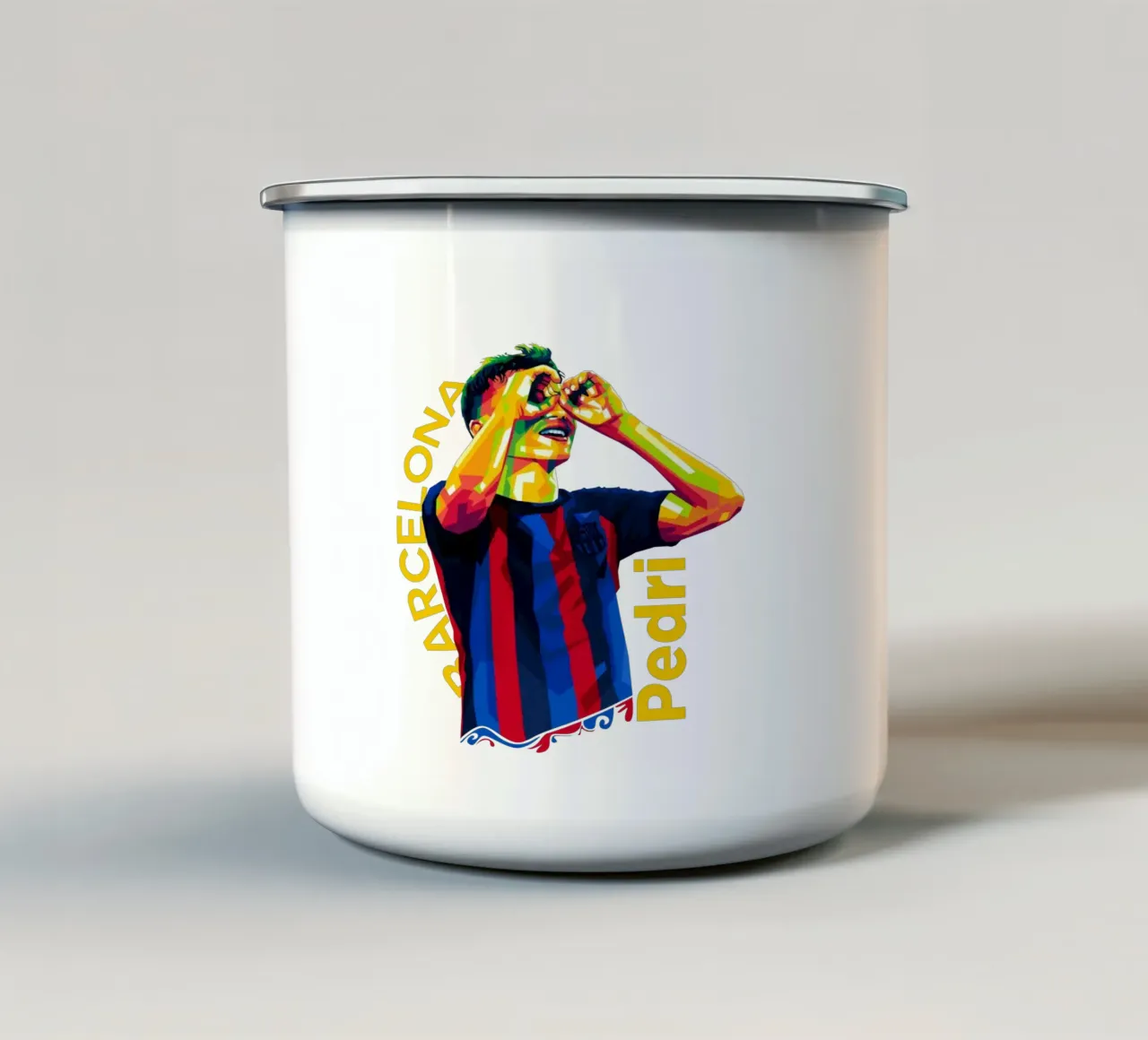 Pedri Barcelona tazza in smalto da WPAP MALANG