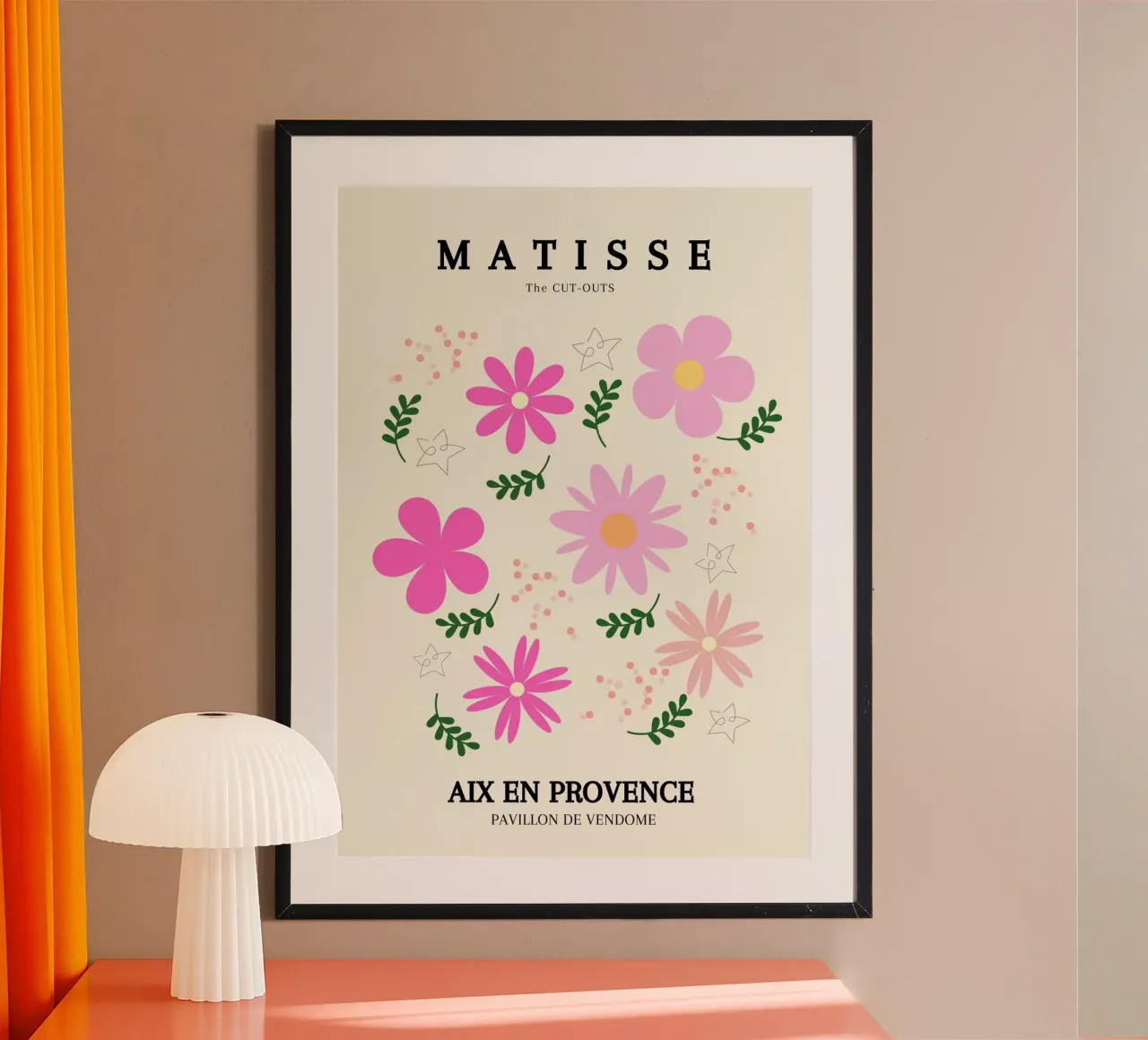 Matisse Los Recortables Flores Abstractas Póster Provenza poster con marco de madera de NorwesClub