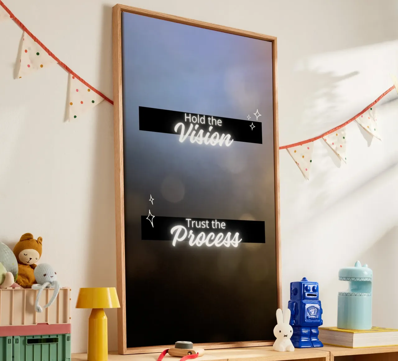 Hold the Vision, Trust the process tela con Cornice a cassetta da girlpower