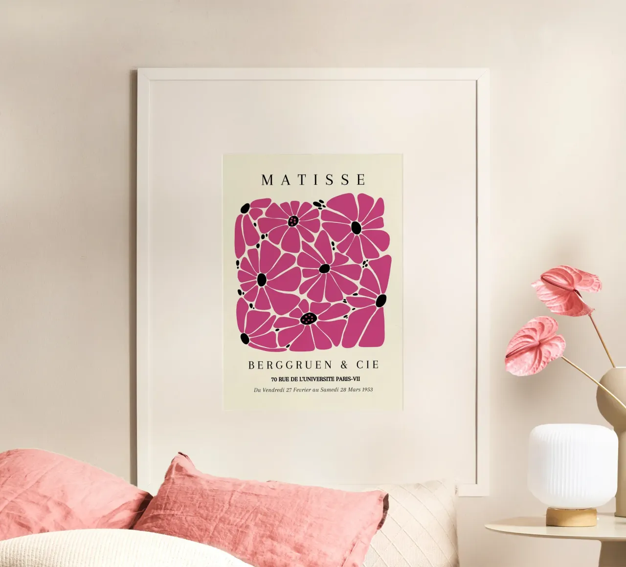 Matisse 1953 Fiori di Magenta ritagliati Parigi Poster poster con telaio in plastica da NorwesClub