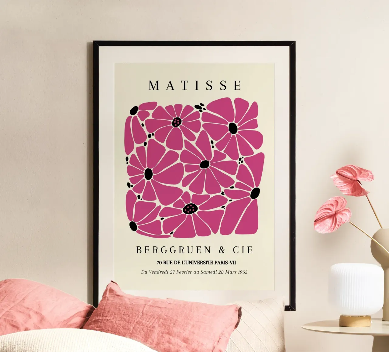 Matisse 1953 Fiori di Magenta ritagliati Parigi Poster poster con telaio in plastica da NorwesClub