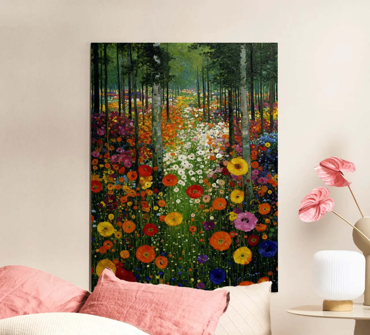 Flowers Forest, style Gustav Klimt poster con telaio in plastica da Mateo