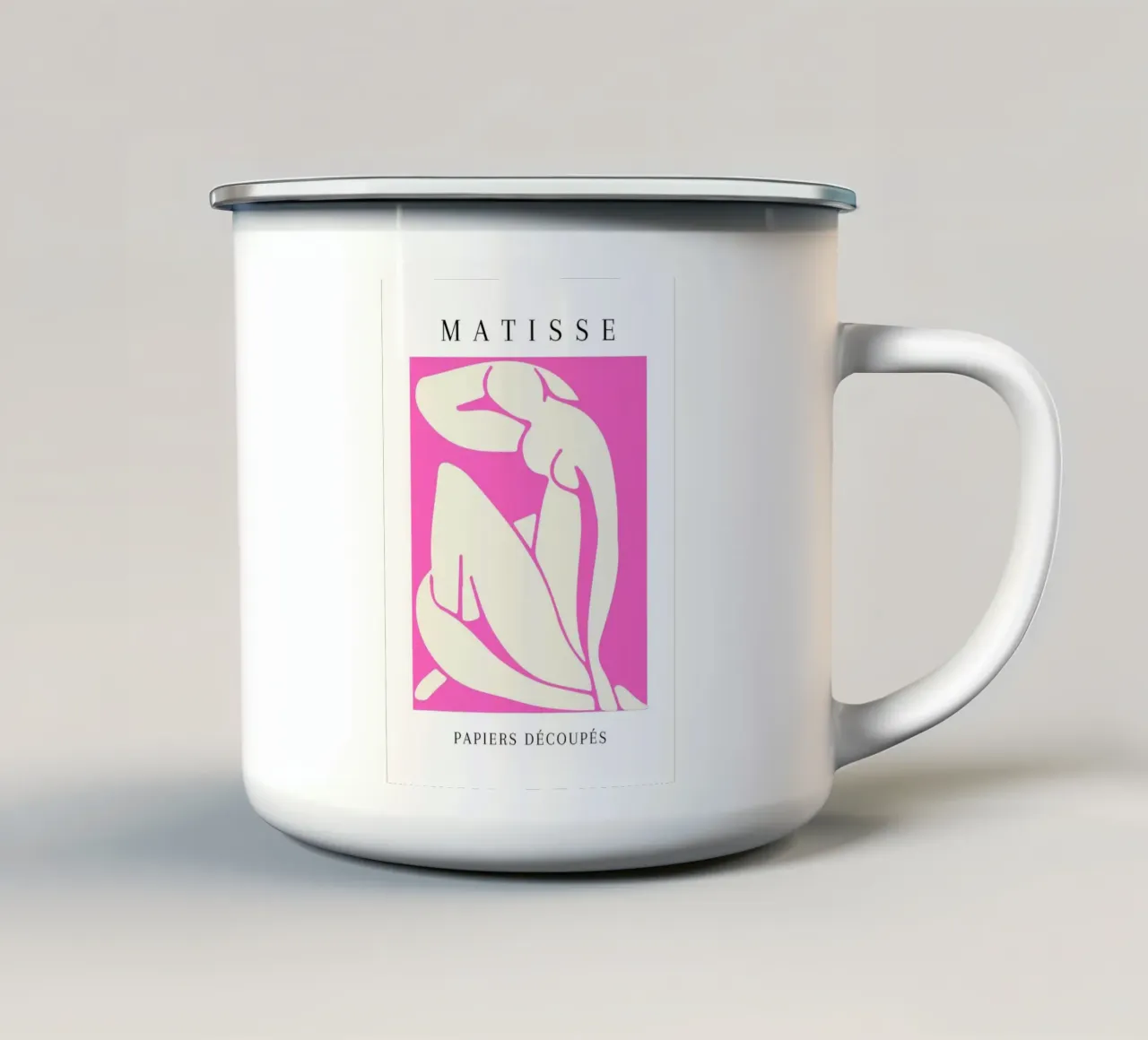 Poster découpage con ritaglio di figura nuda rosa di Matisse tazza in smalto da NorwesClub