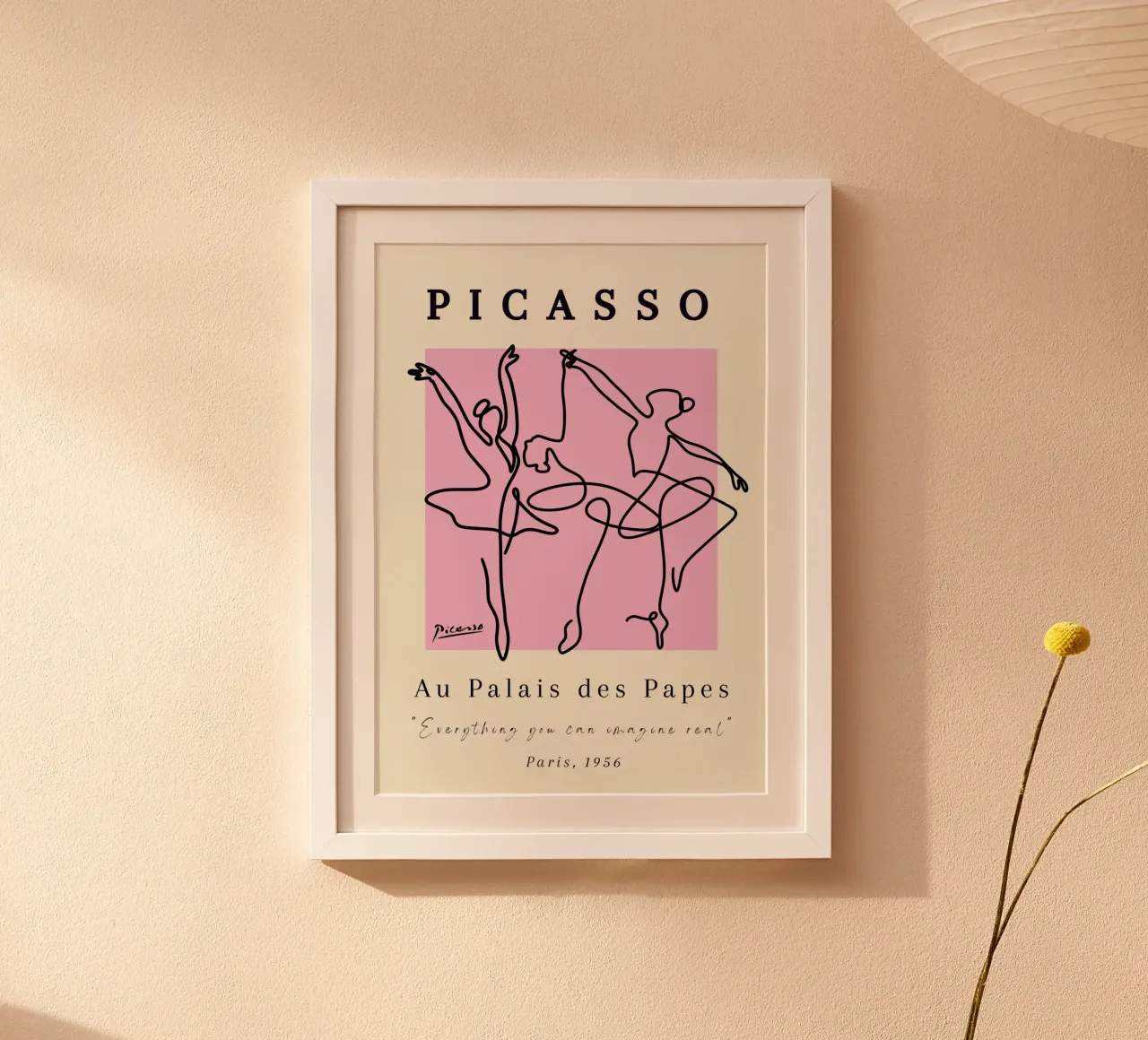 Picasso 1956 Disegno lineare di ballerine Poster per la mostra poster con telaio in plastica da NorwesClub