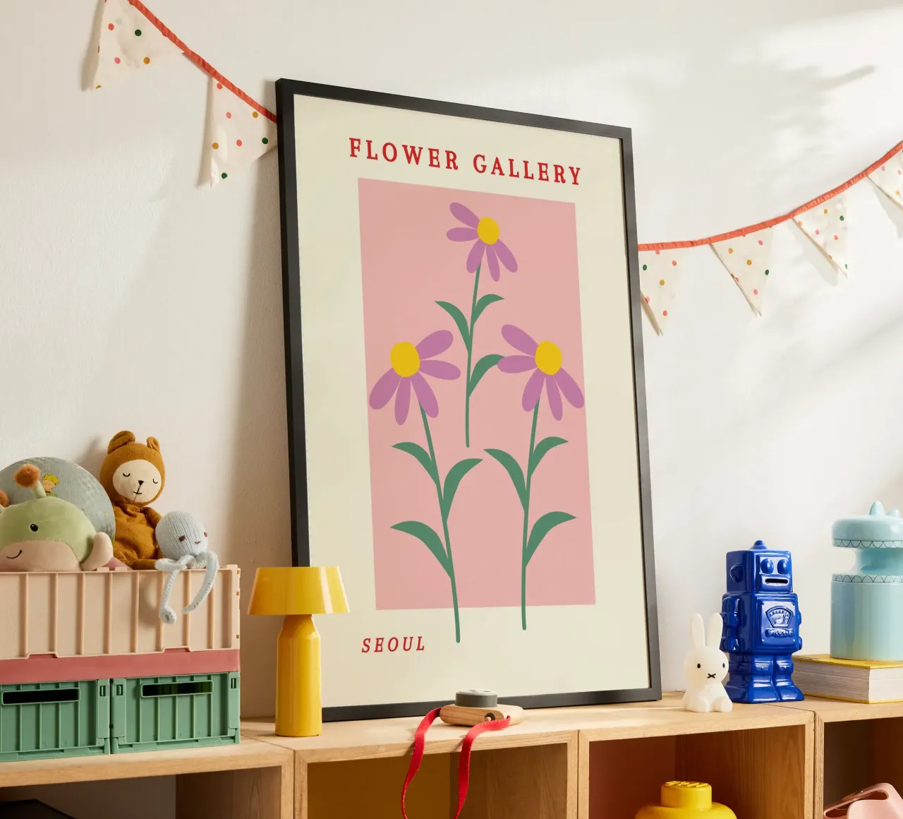 Poster floreale rosa retrò Seoul Flower Gallery poster da NorwesClub
