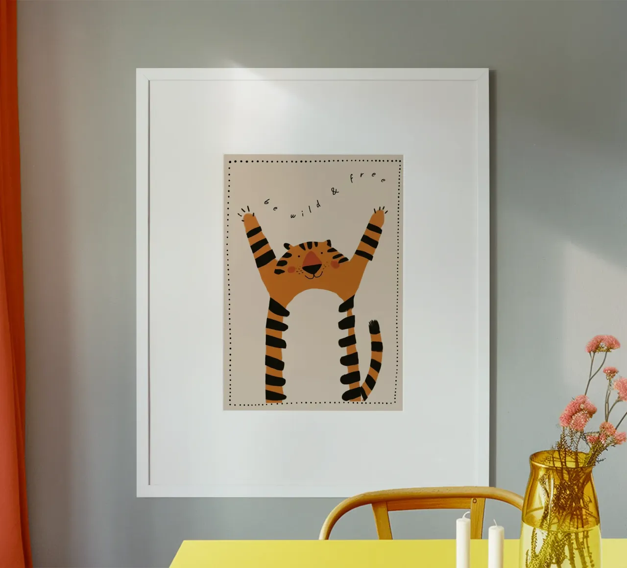 Stampa della tigre selvaggia e libera, arte da parete per la cameretta, poster per bambini poster con telaio in alluminio da Little Lola