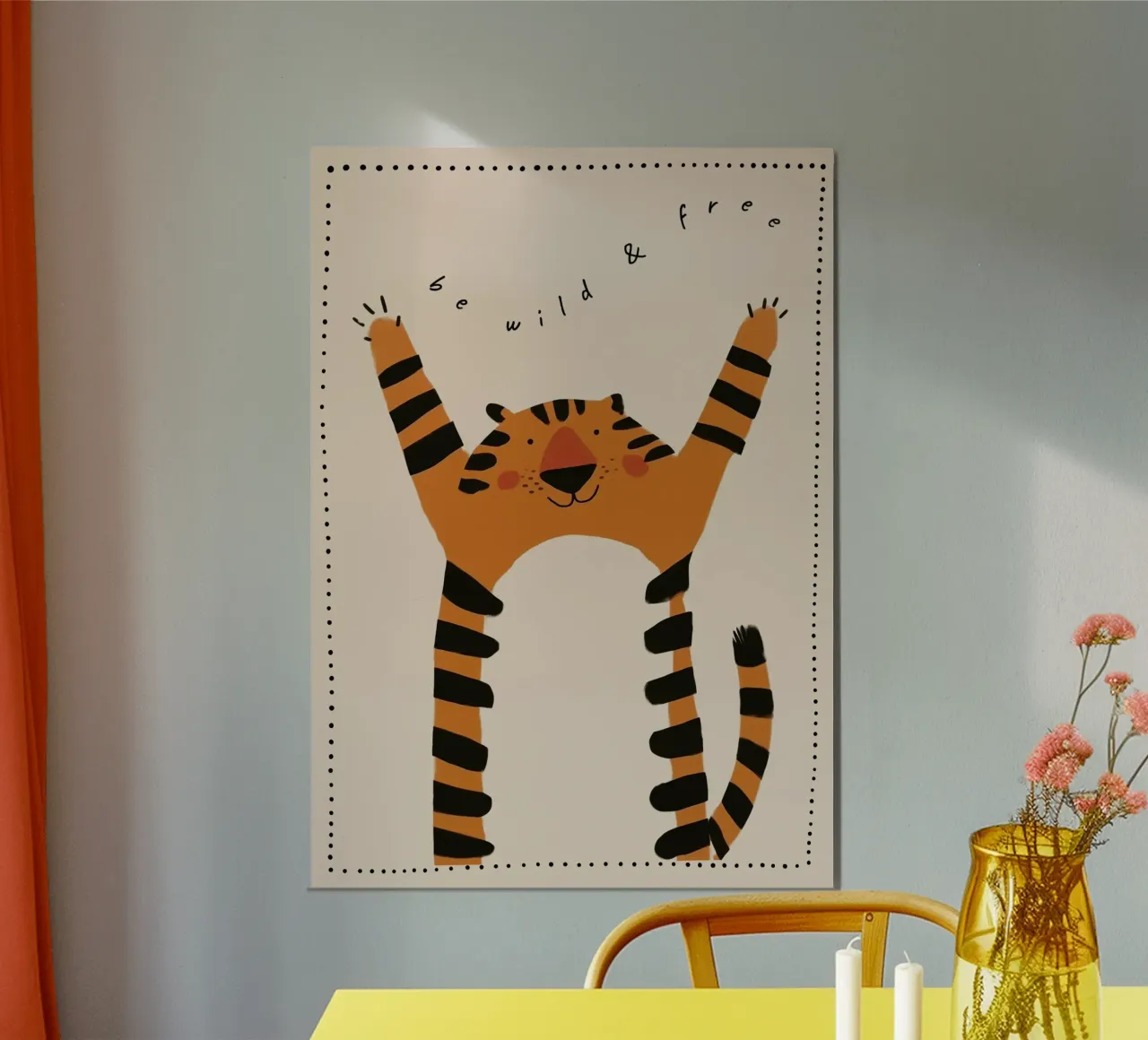 Stampa della tigre selvaggia e libera, arte da parete per la cameretta, poster per bambini poster con telaio in alluminio da Little Lola