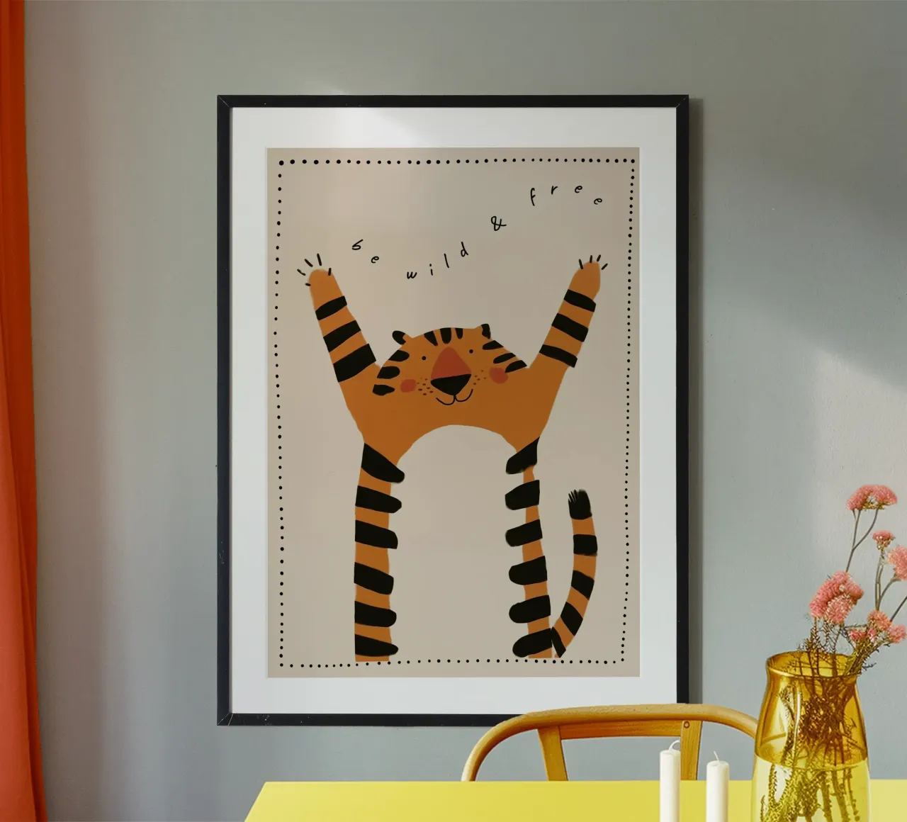 Stampa della tigre selvaggia e libera, arte da parete per la cameretta, poster per bambini poster con telaio in alluminio da Little Lola