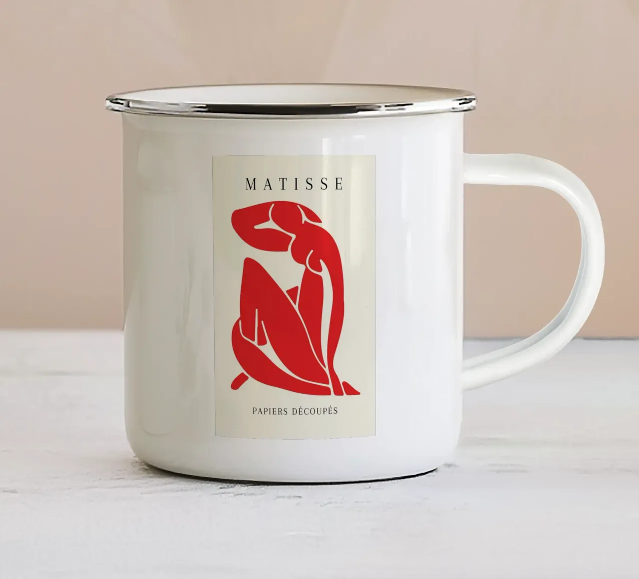 Matisse Rosso Figura nuda ritagliata Papiers Découpés tazza in smalto da NorwesClub