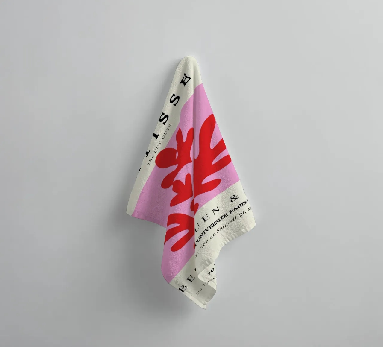 Matisse 1953 Cut-Out Coral Organic Shape Poster towel by NorwesClub