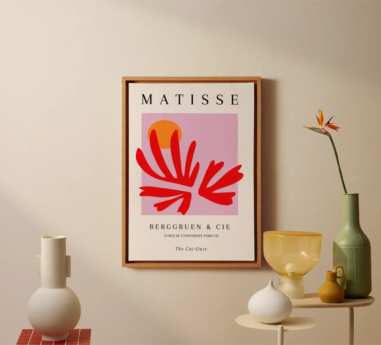 Matisse uitgesneden abstracte vorm zon Parijs Poster canvas met Baklijst van NorwesClub