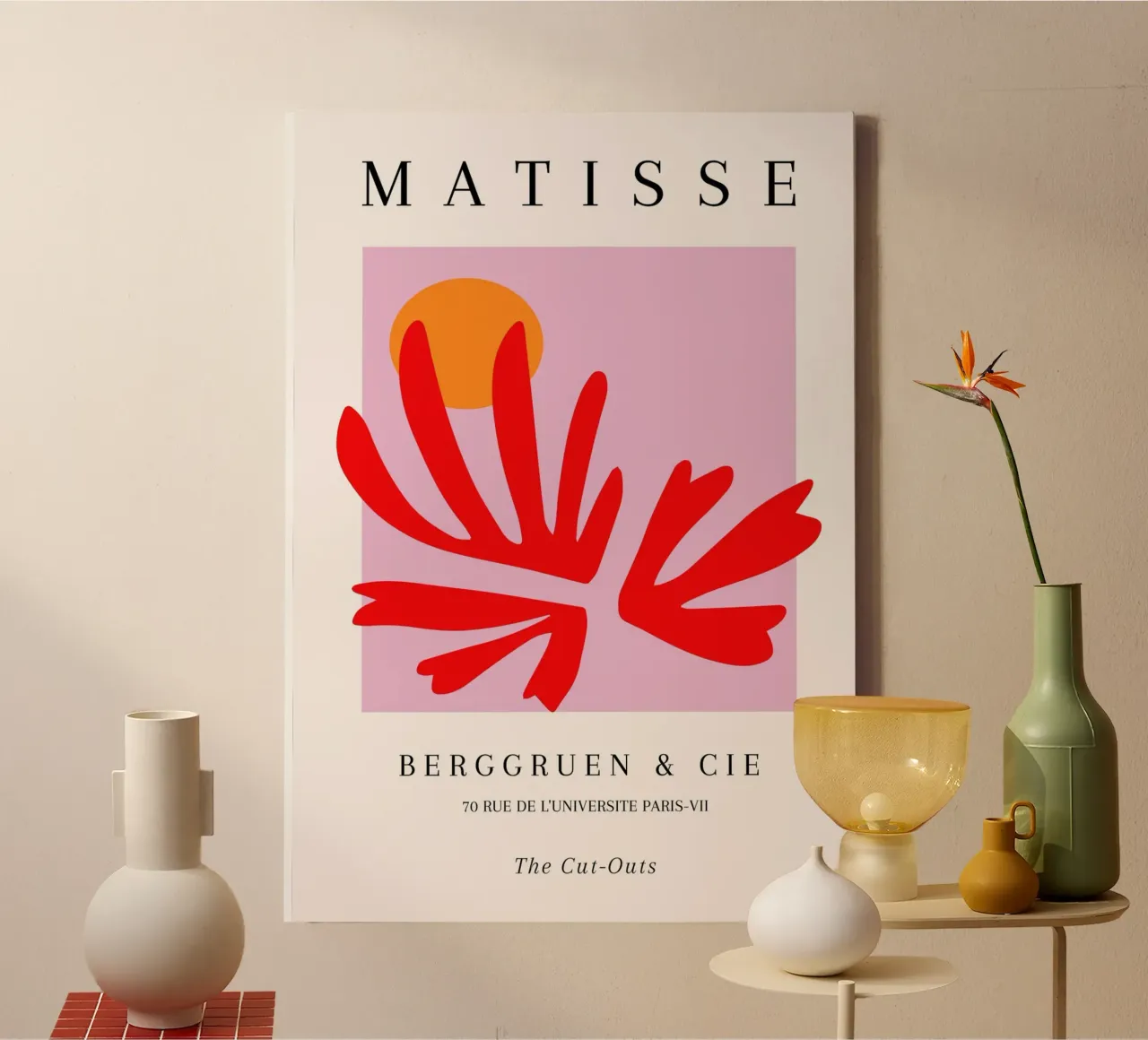 Matisse uitgesneden abstracte vorm zon Parijs Poster canvas met Baklijst van NorwesClub