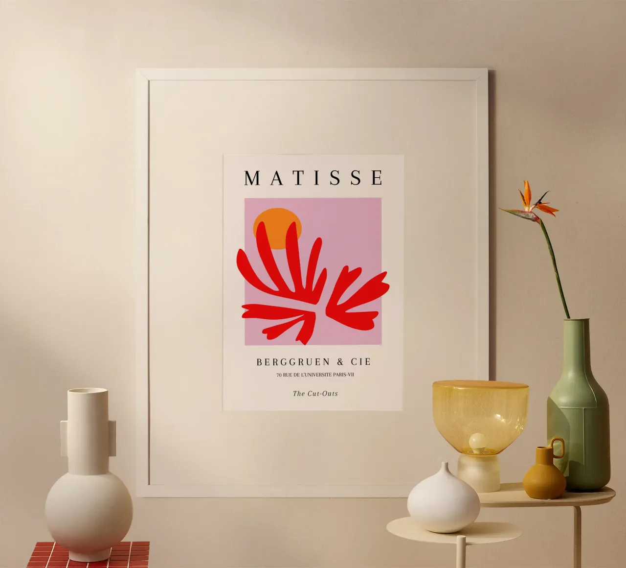 Matisse uitgesneden abstracte vorm zon Parijs Poster poster met kunststof frame van NorwesClub