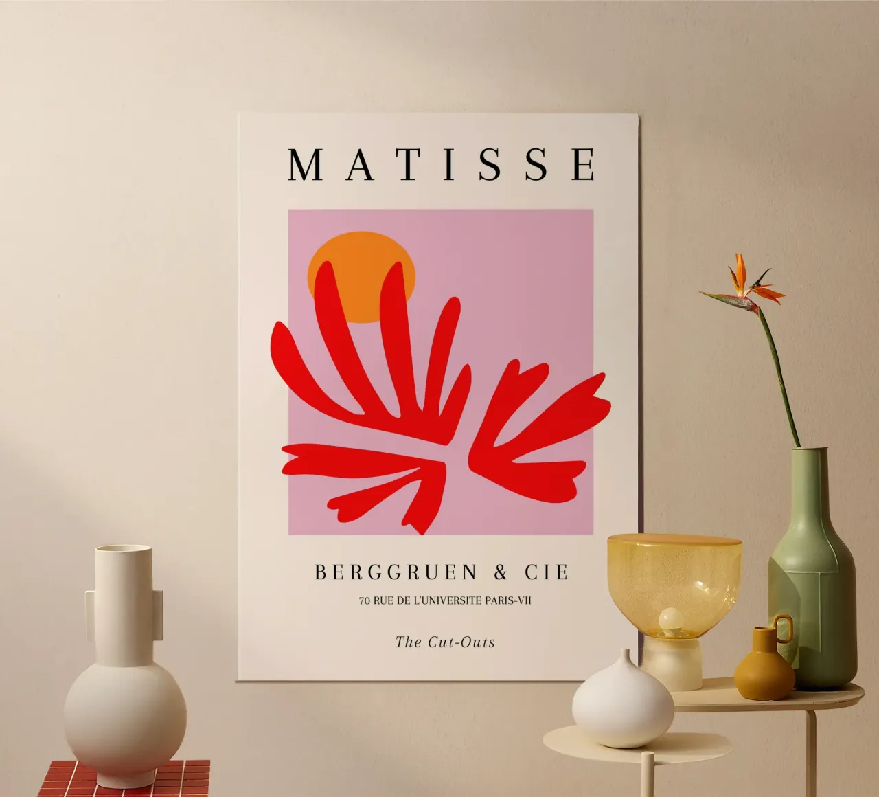 Matisse uitgesneden abstracte vorm zon Parijs Poster poster met kunststof frame van NorwesClub