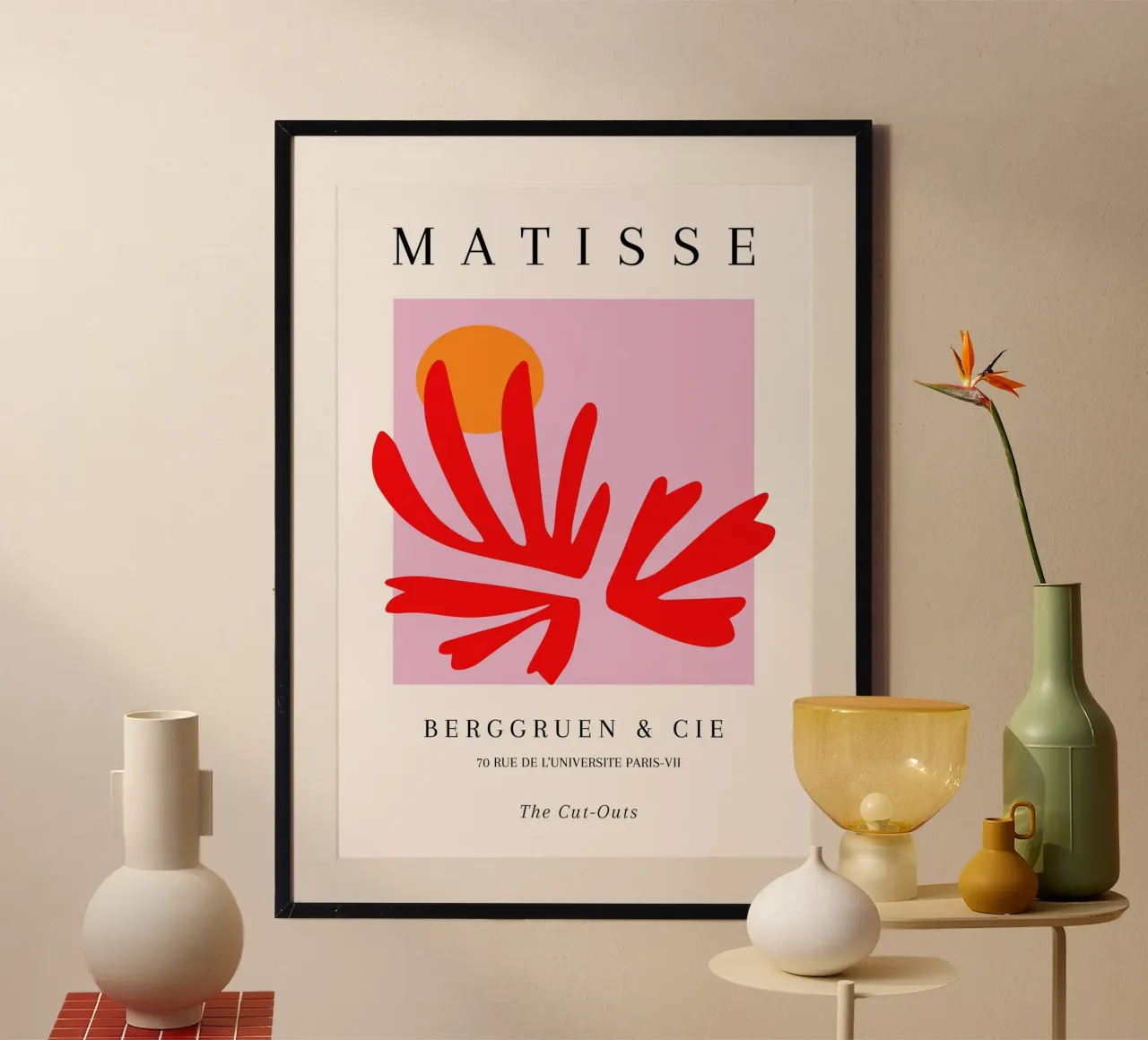 Matisse uitgesneden abstracte vorm zon Parijs Poster poster met kunststof frame van NorwesClub