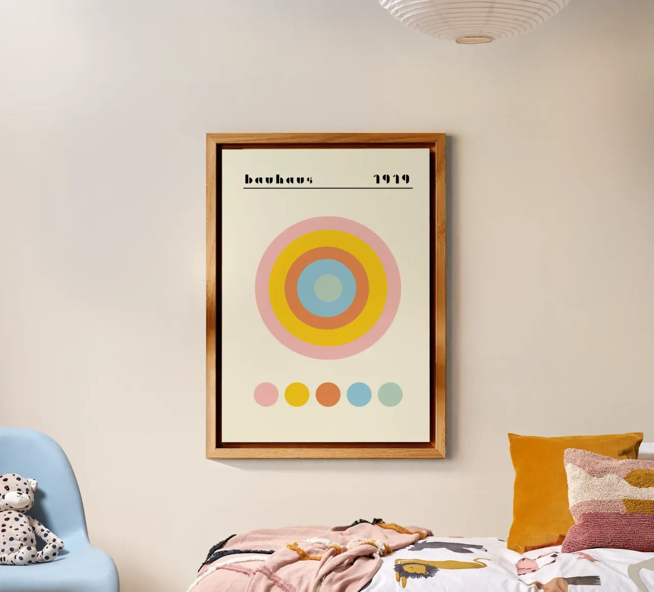 Bauhaus 1919 Paletta di colori geometrici Cerchi Poster alluminio dibond da NorwesClub