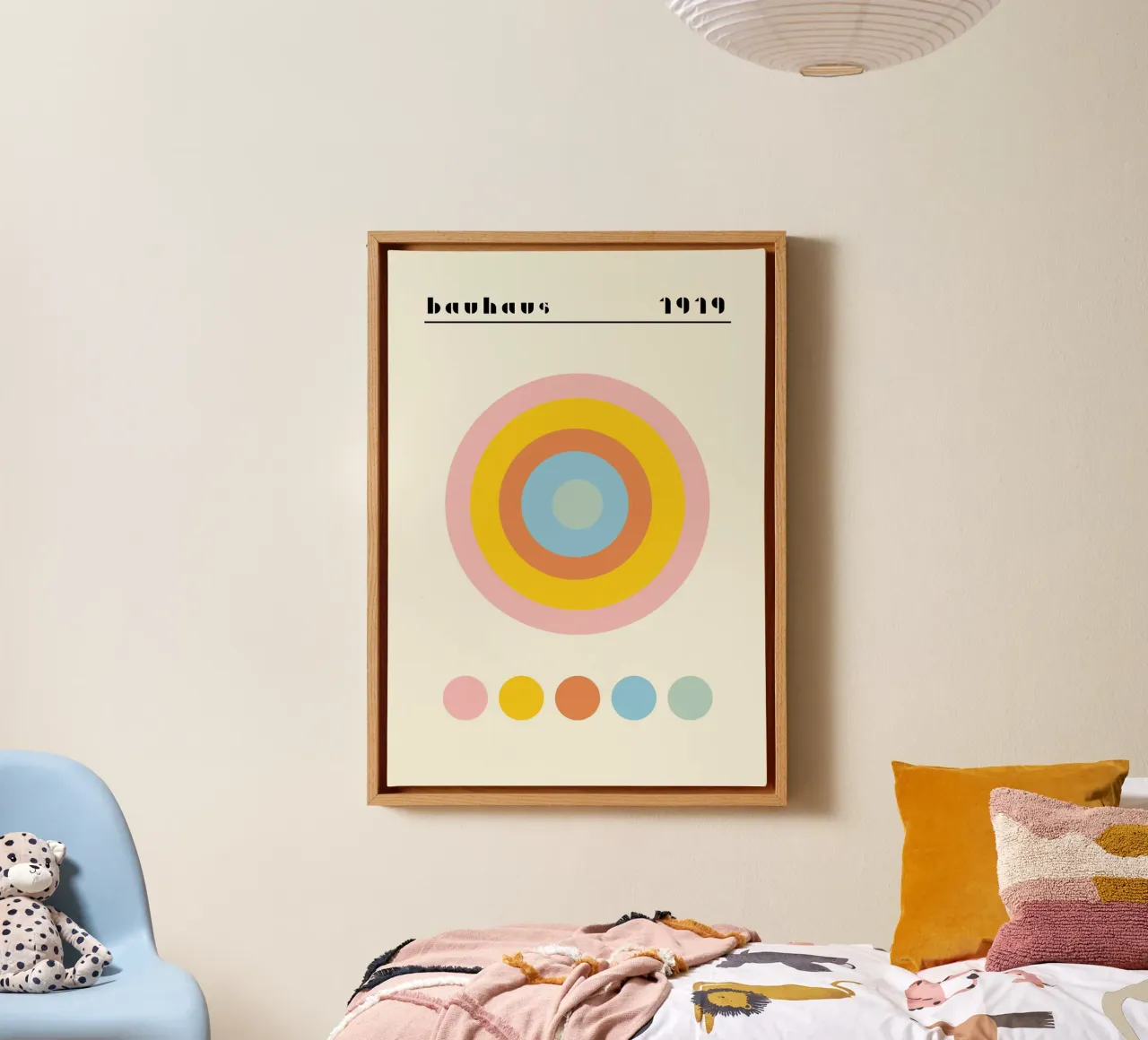 Bauhaus 1919 Geometric Color Palette Circles Poster canvas with Floater frame by NorwesClub