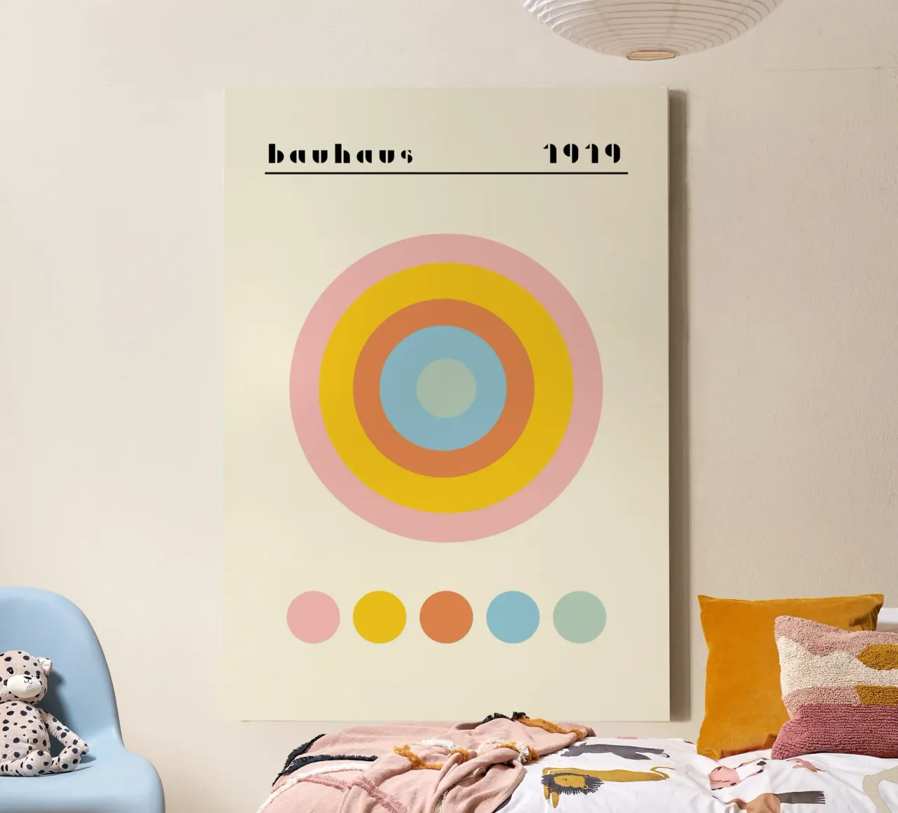 Bauhaus 1919 Geometric Color Palette Circles Poster canvas with Floater frame by NorwesClub