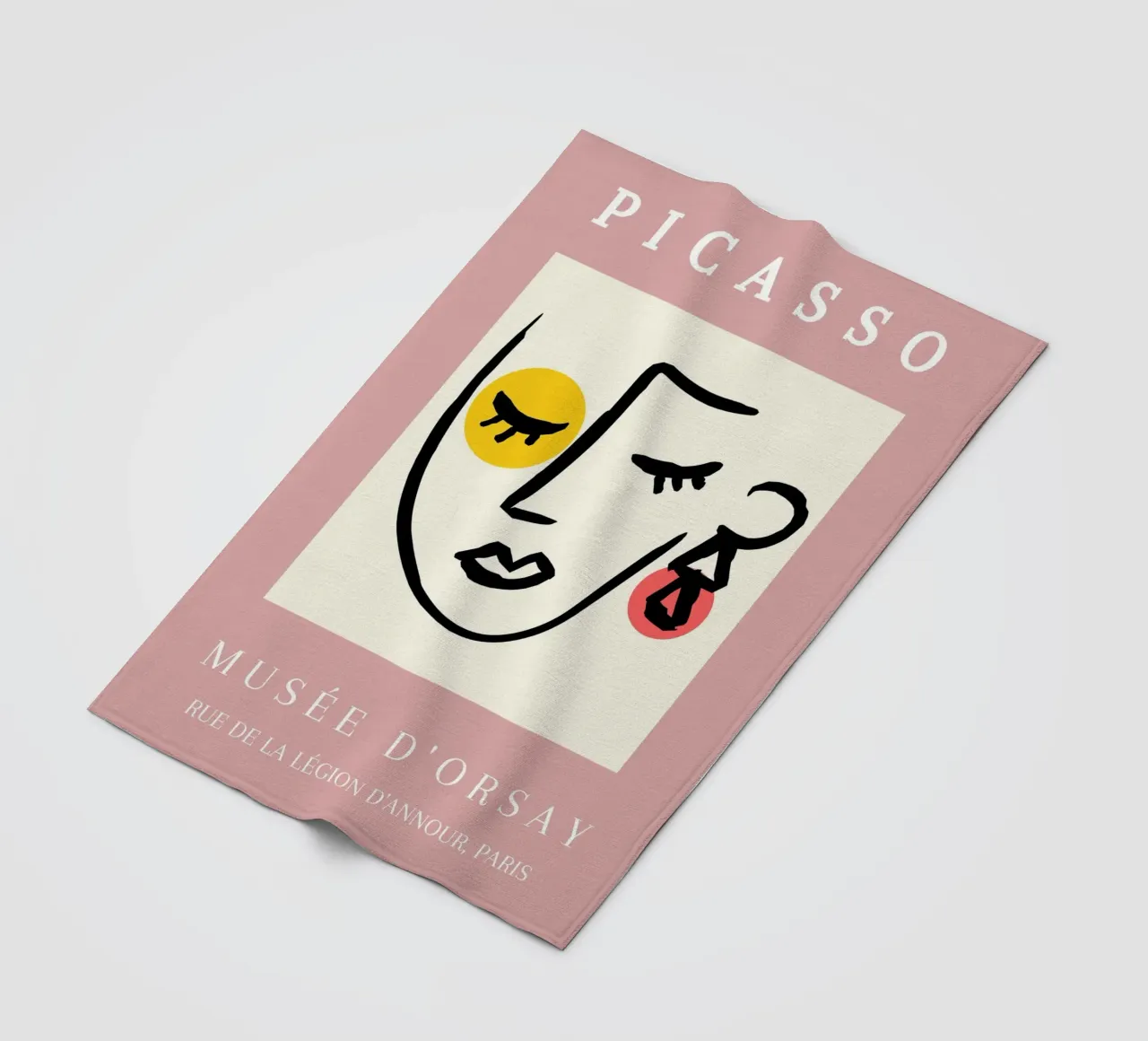 Picasso Musee D'Orsay Abstract Face Line Art Poster fleece blanket by NorwesClub