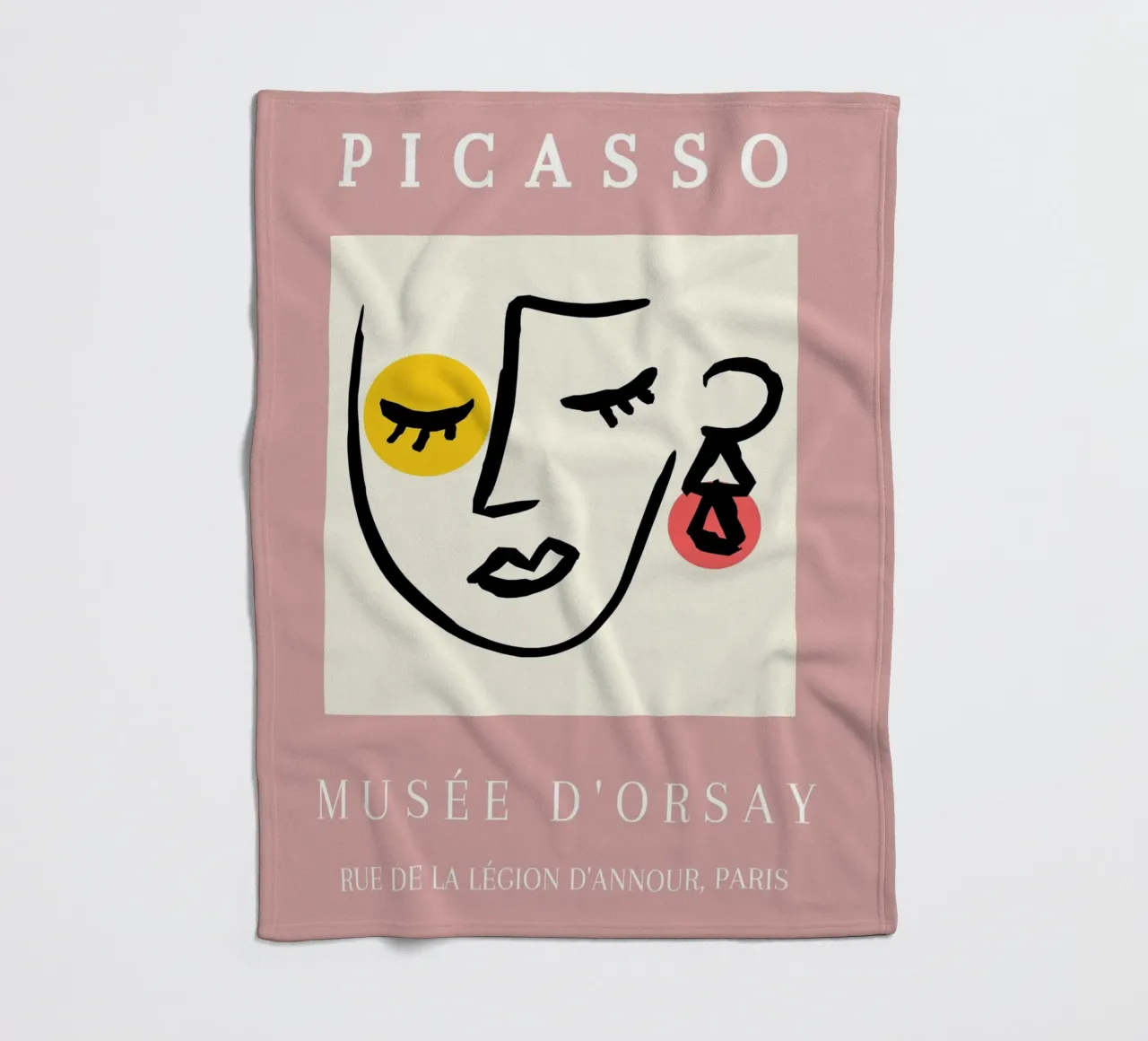 Picasso Musee D'Orsay Abstract Face Line Art Poster fleece blanket by NorwesClub
