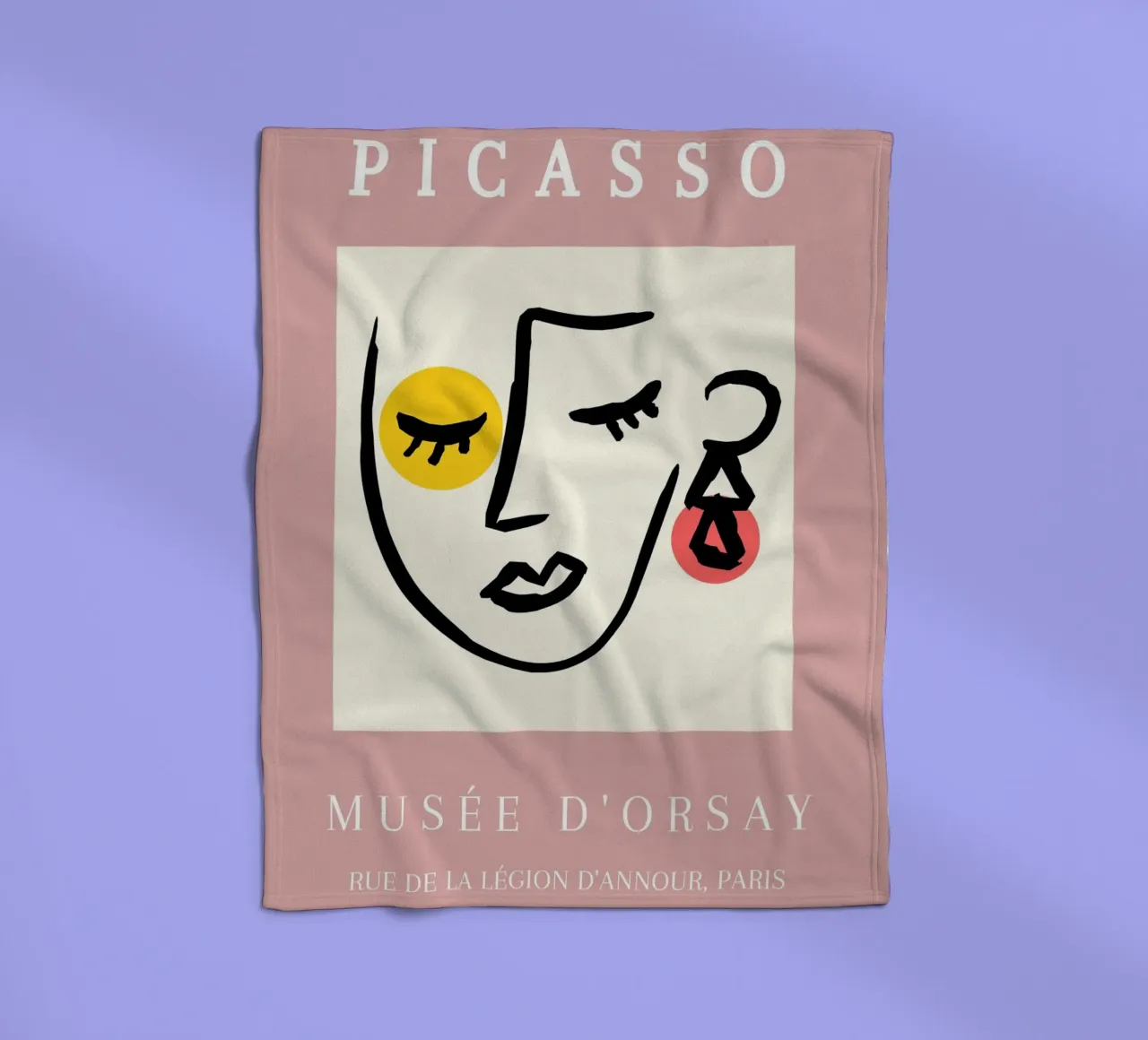 Picasso Musee D'Orsay Abstract Face Line Art Poster fleece blanket by NorwesClub