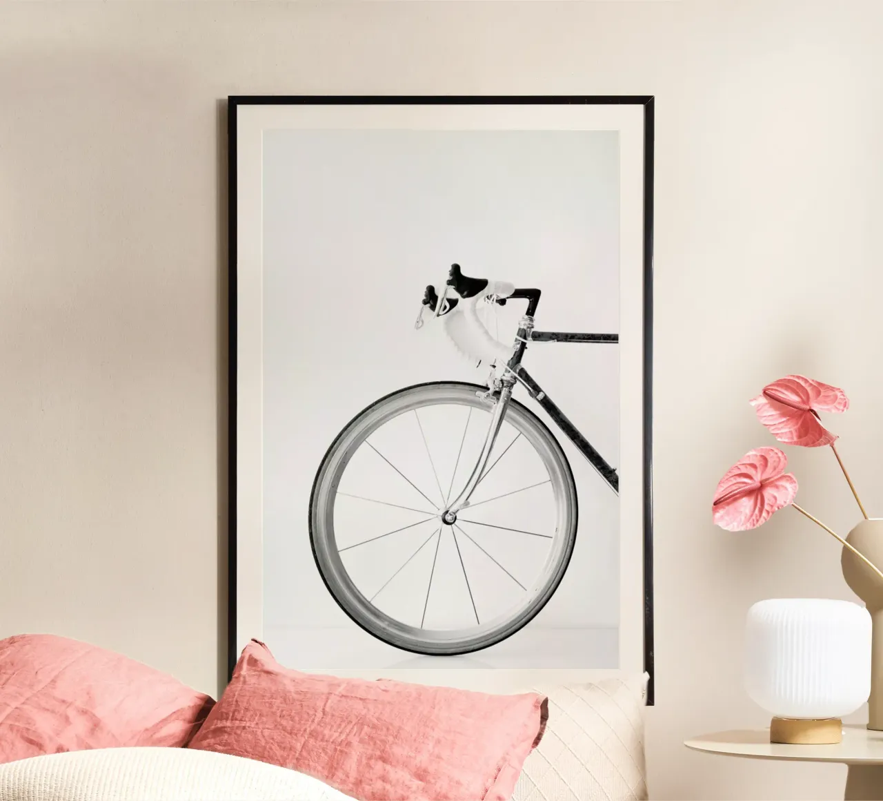 Ride My Bike Black&white Edition poster con telaio in alluminio da Studio Nahili