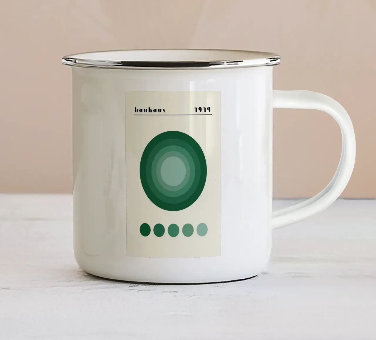 Bauhaus 1919 Paletta di colori verdi Cerchi Poster tazza in smalto da NorwesClub