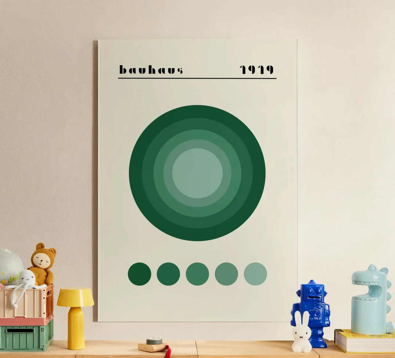 Bauhaus 1919 Paletta di colori verdi Cerchi Poster plexiglass da NorwesClub
