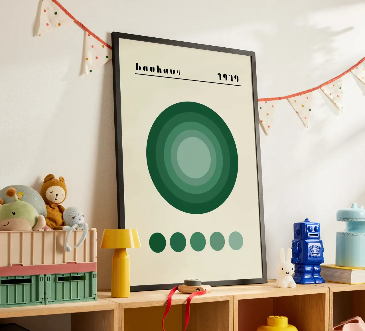 Bauhaus 1919 Paletta di colori verdi Cerchi Poster poster da NorwesClub