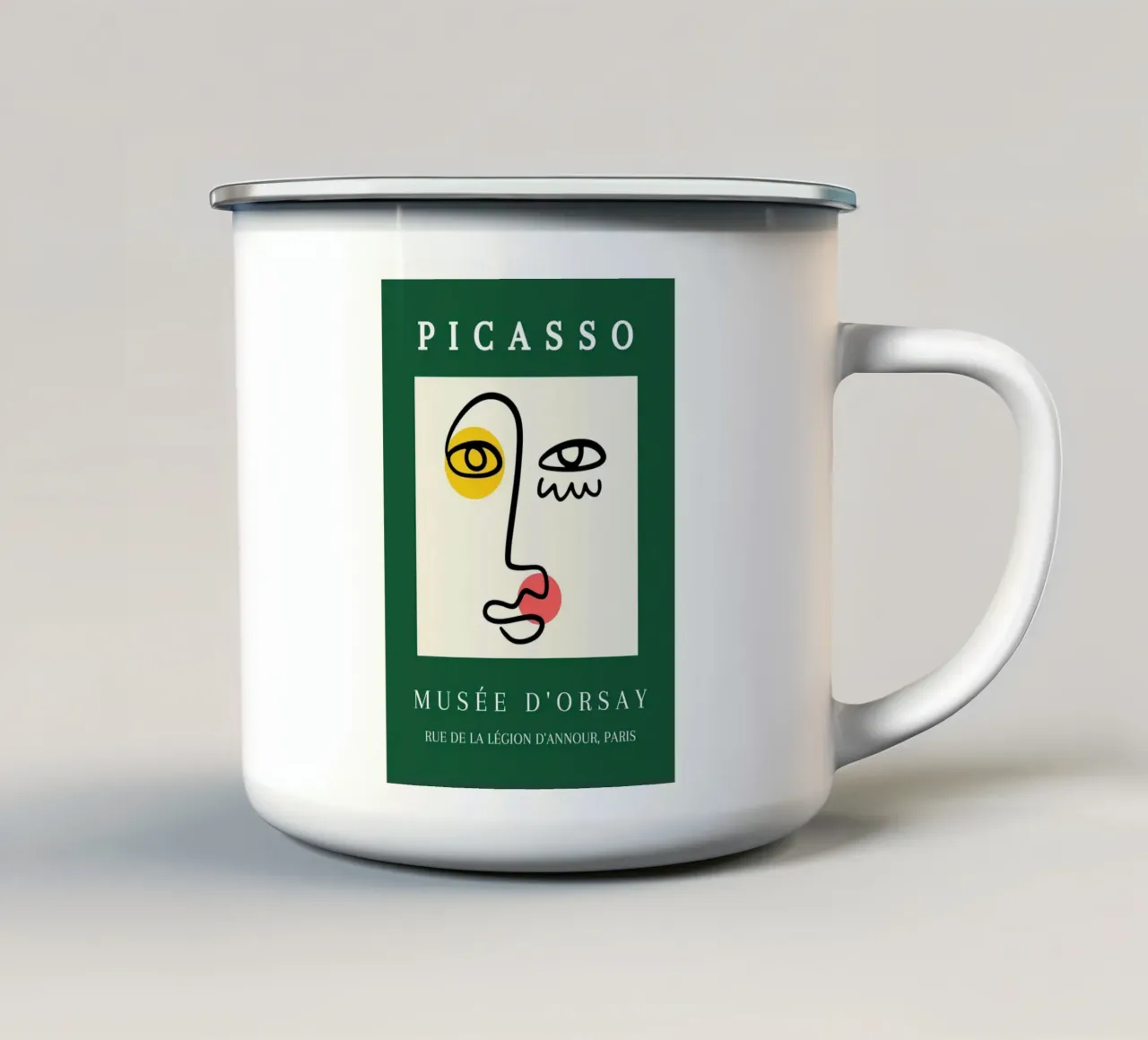 Picasso Musee D'Orsay Volto astratto Poster verde tazza in smalto da NorwesClub