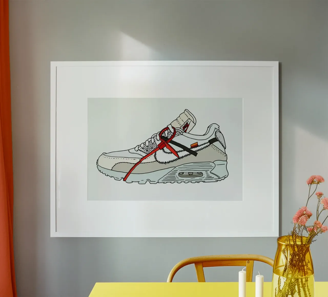 Offwhite Airmax 90 poster met aluminium frame van Nick Cocozza