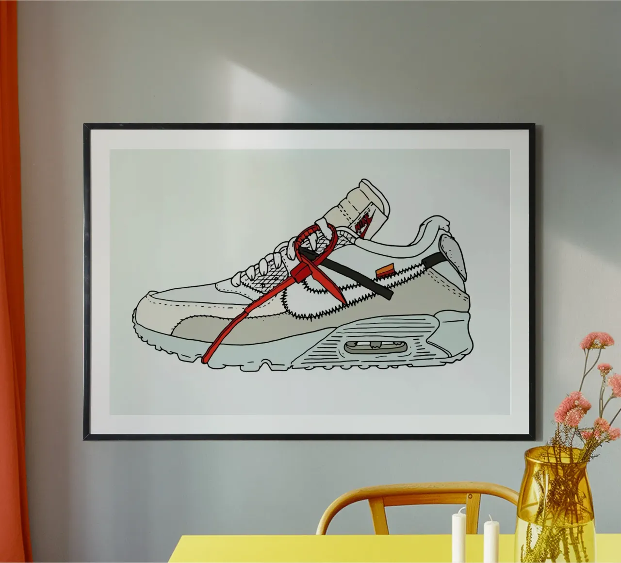 Offwhite Airmax 90 poster met aluminium frame van Nick Cocozza