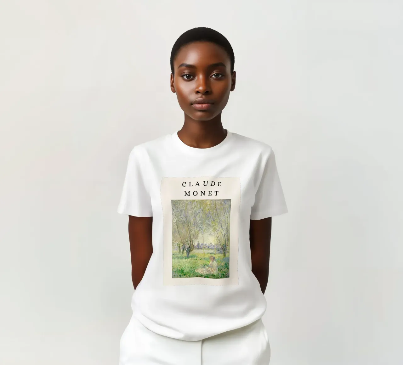 Monet Frau unter den Weiden sitzend Impressionist T-Shirt von NorwesClub