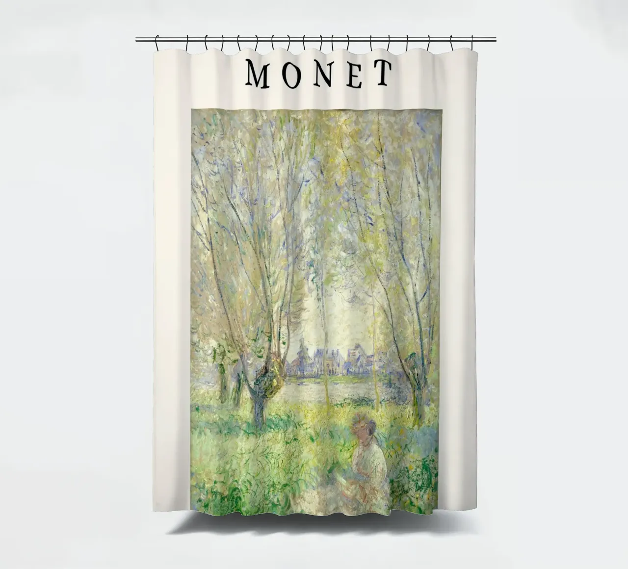 Monet Frau unter den Weiden sitzend Impressionist Duschvorhang von NorwesClub