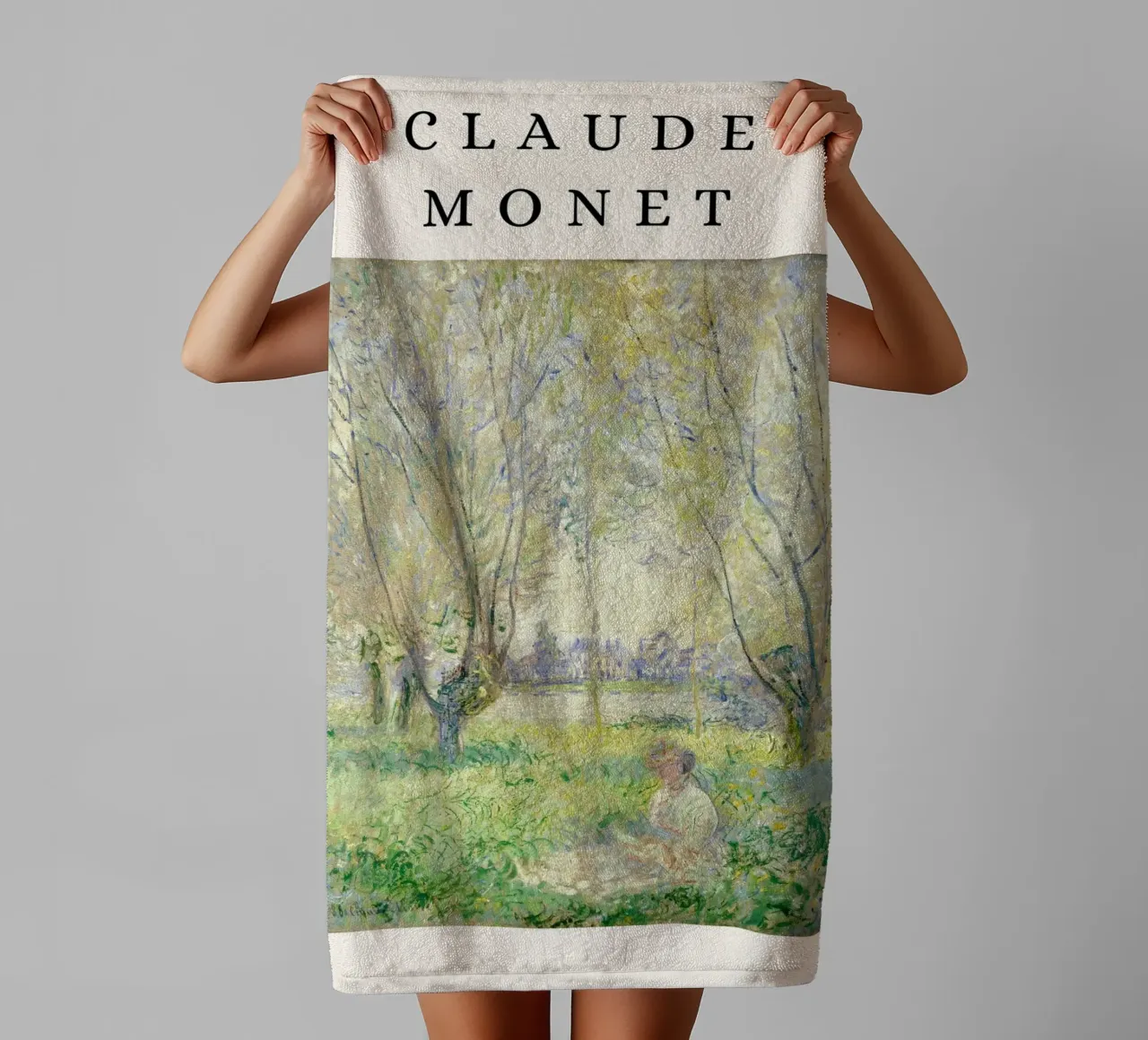 Monet Frau unter den Weiden sitzend Impressionist Handtuch von NorwesClub