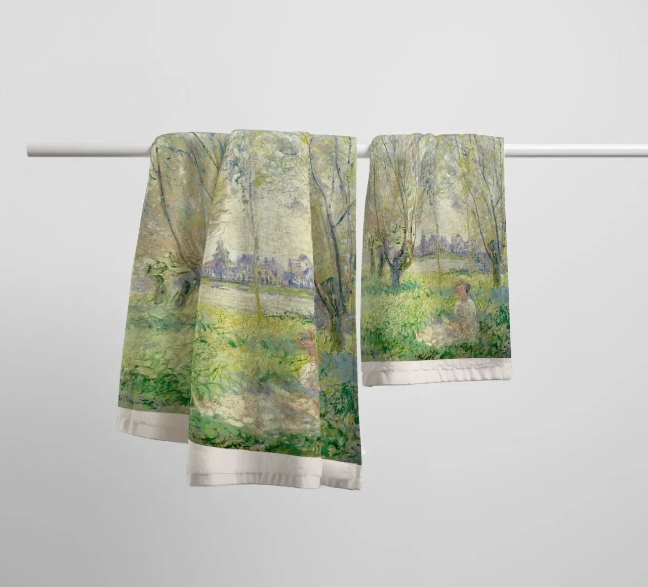 Monet Frau unter den Weiden sitzend Impressionist Handtuch von NorwesClub