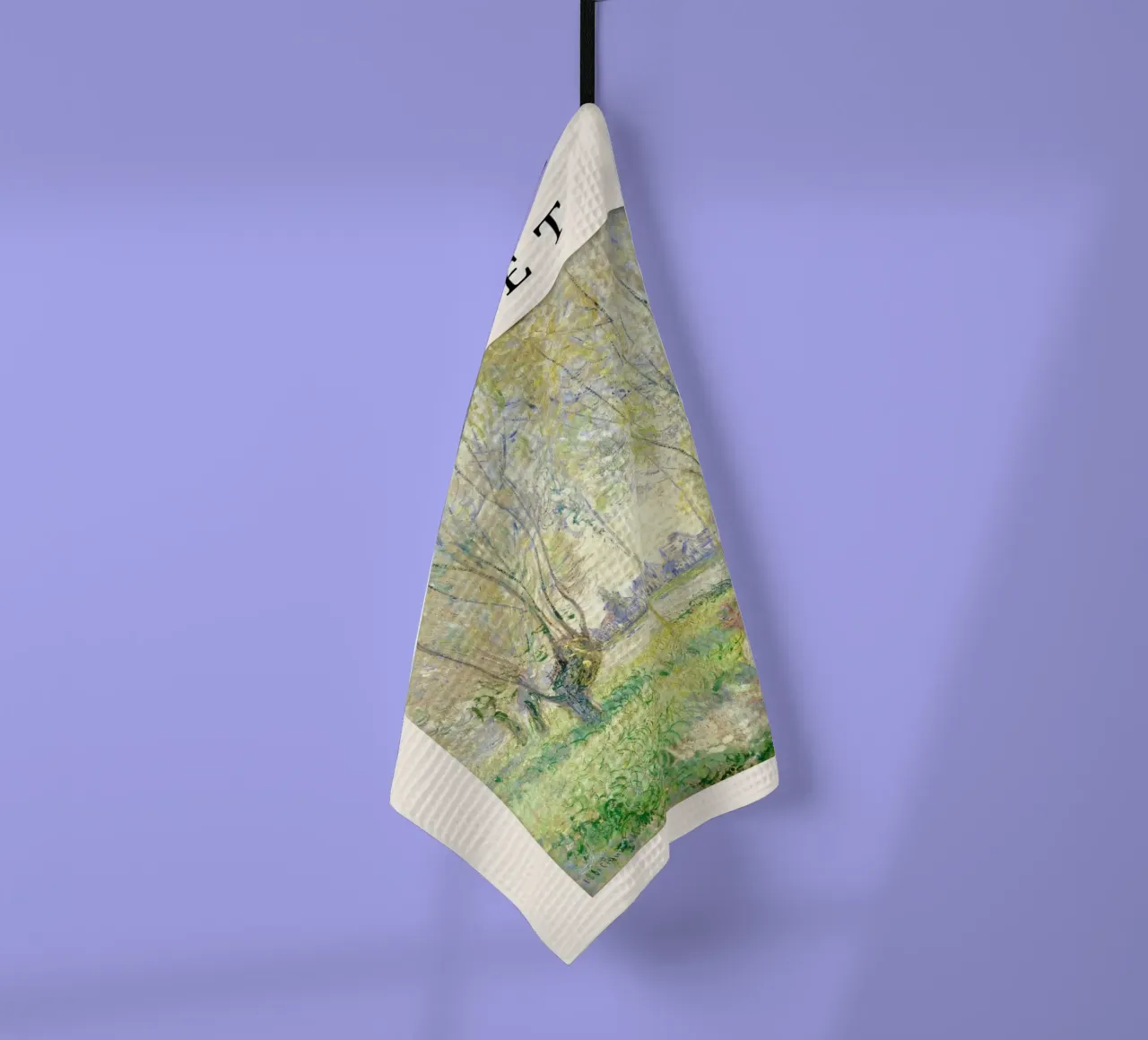 Monet Frau unter den Weiden sitzend Impressionist Geschirrtuch von NorwesClub