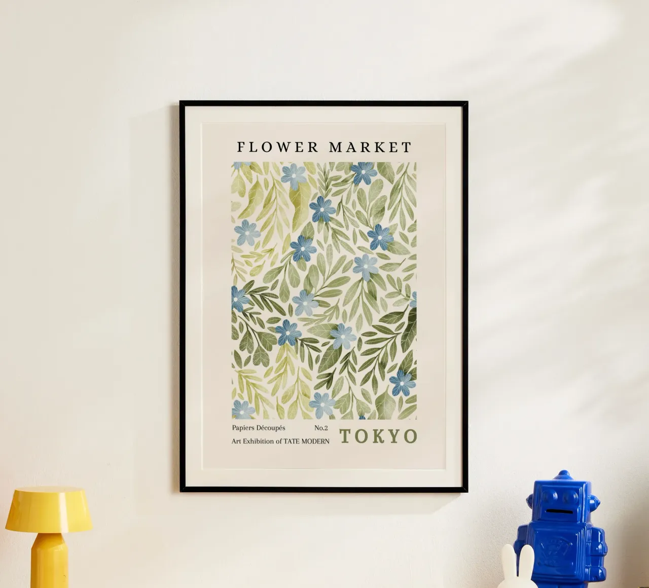 Tokyo Tate Modern Mercato dei fiori Papiers Découpés poster con telaio in legno da NorwesClub