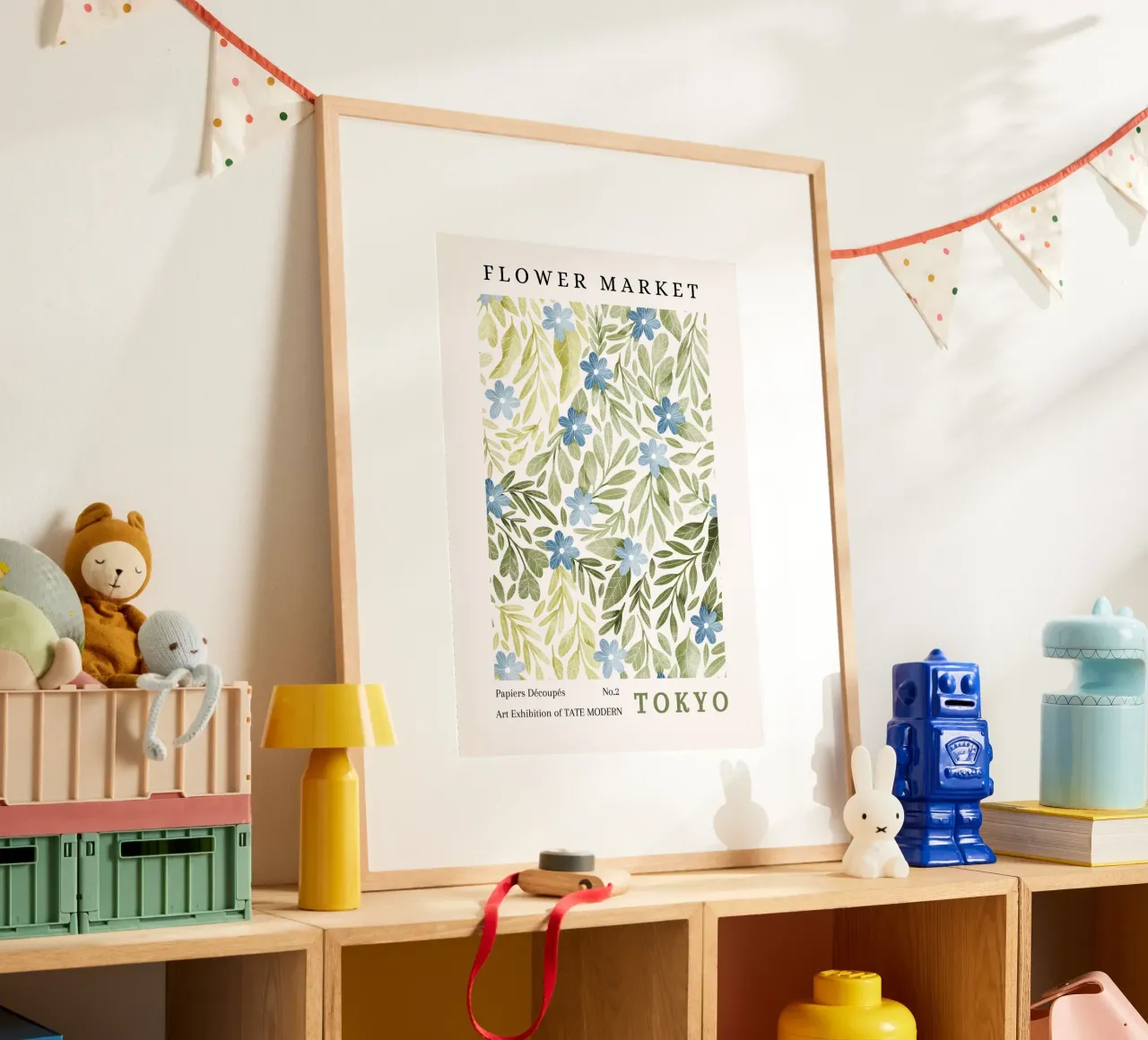 Tokyo Tate Modern Mercato dei fiori Papiers Découpés poster con telaio in legno da NorwesClub