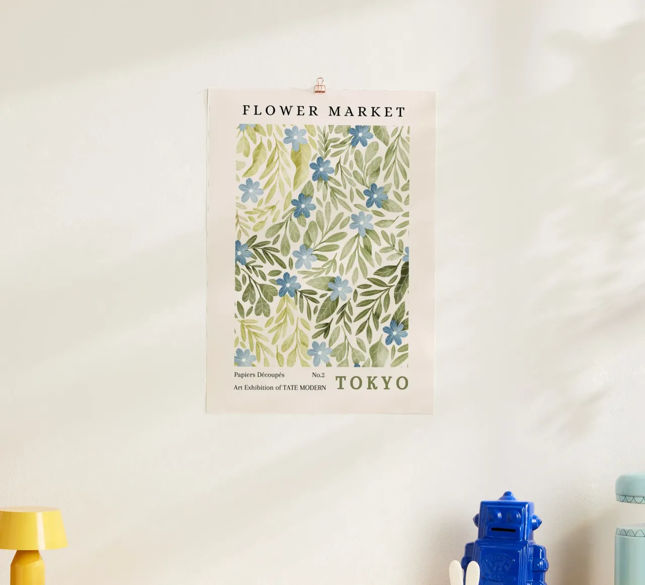 Tokyo Tate Modern Mercato dei fiori Papiers Découpés poster con telaio in legno da NorwesClub