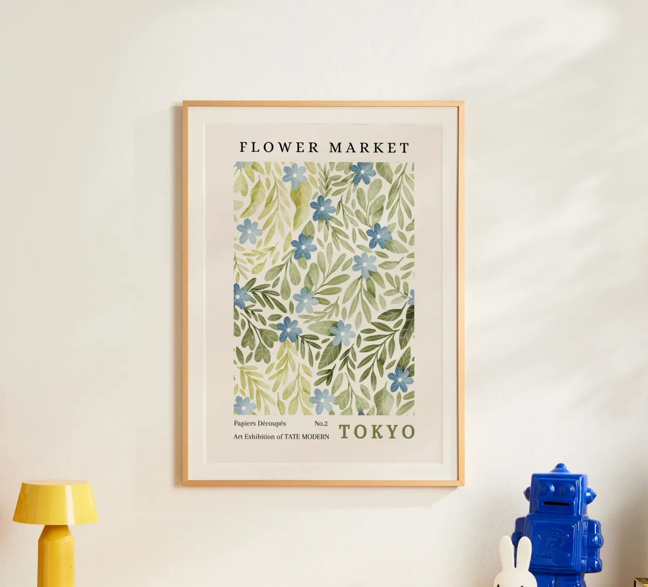 Tokyo Tate Modern Mercato dei fiori Papiers Découpés poster con telaio in legno da NorwesClub