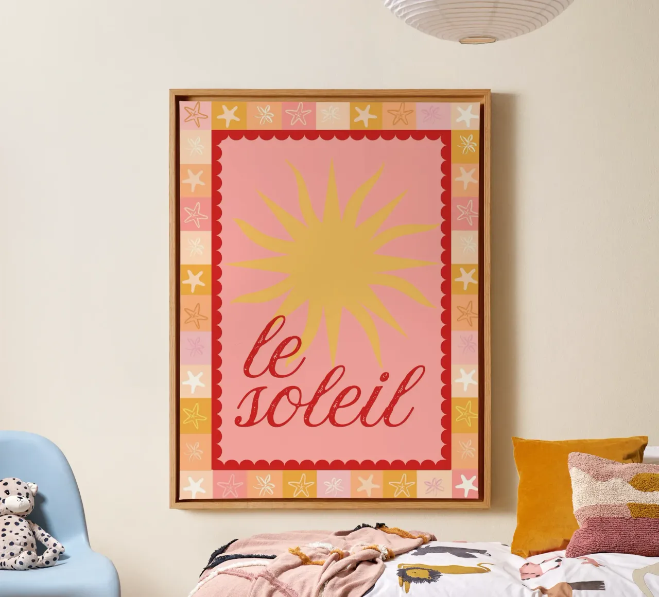 Le Soleil Print, Zomer Muurkunst, Levendige Reis Print canvas met Baklijst van DolceVita
