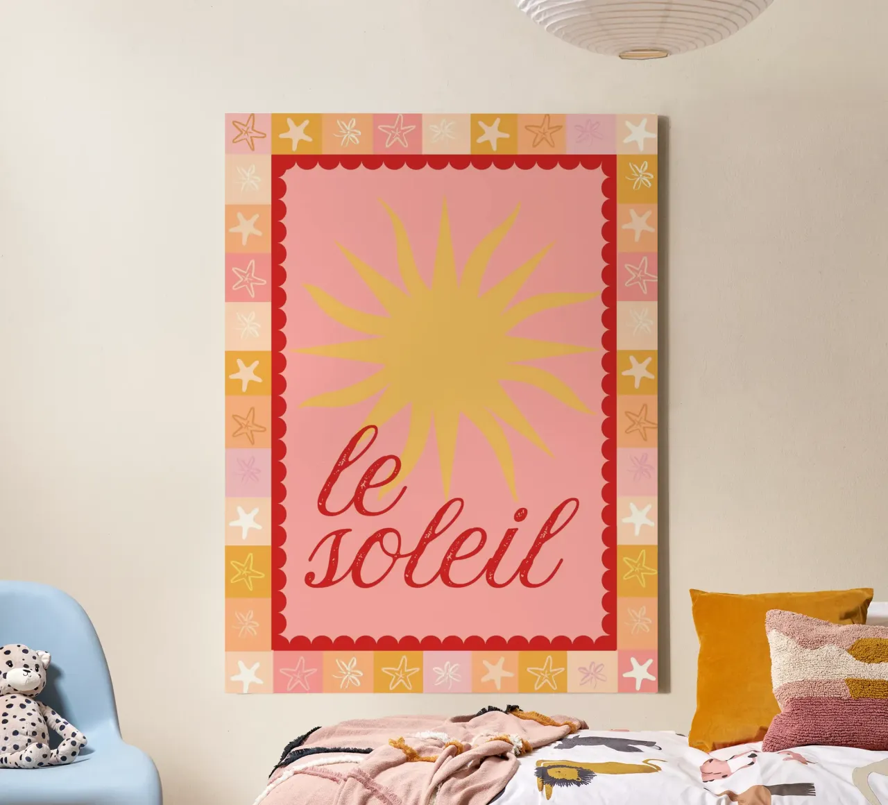 Le Soleil Print, Zomer Muurkunst, Levendige Reis Print canvas met Baklijst van DolceVita