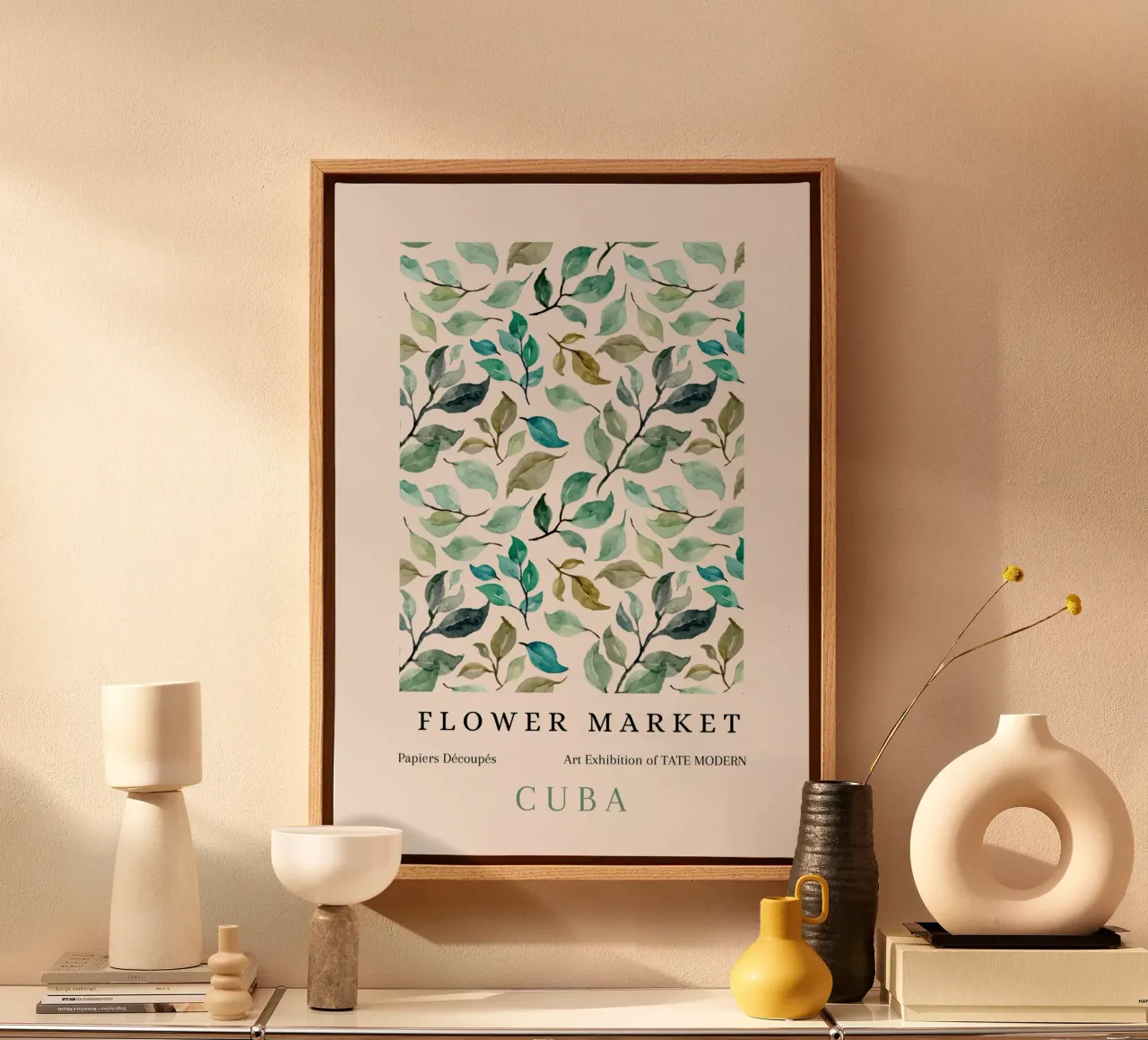 Cuba Tate Modern Mercato dei fiori Modello a foglie tela con Cornice a cassetta da NorwesClub