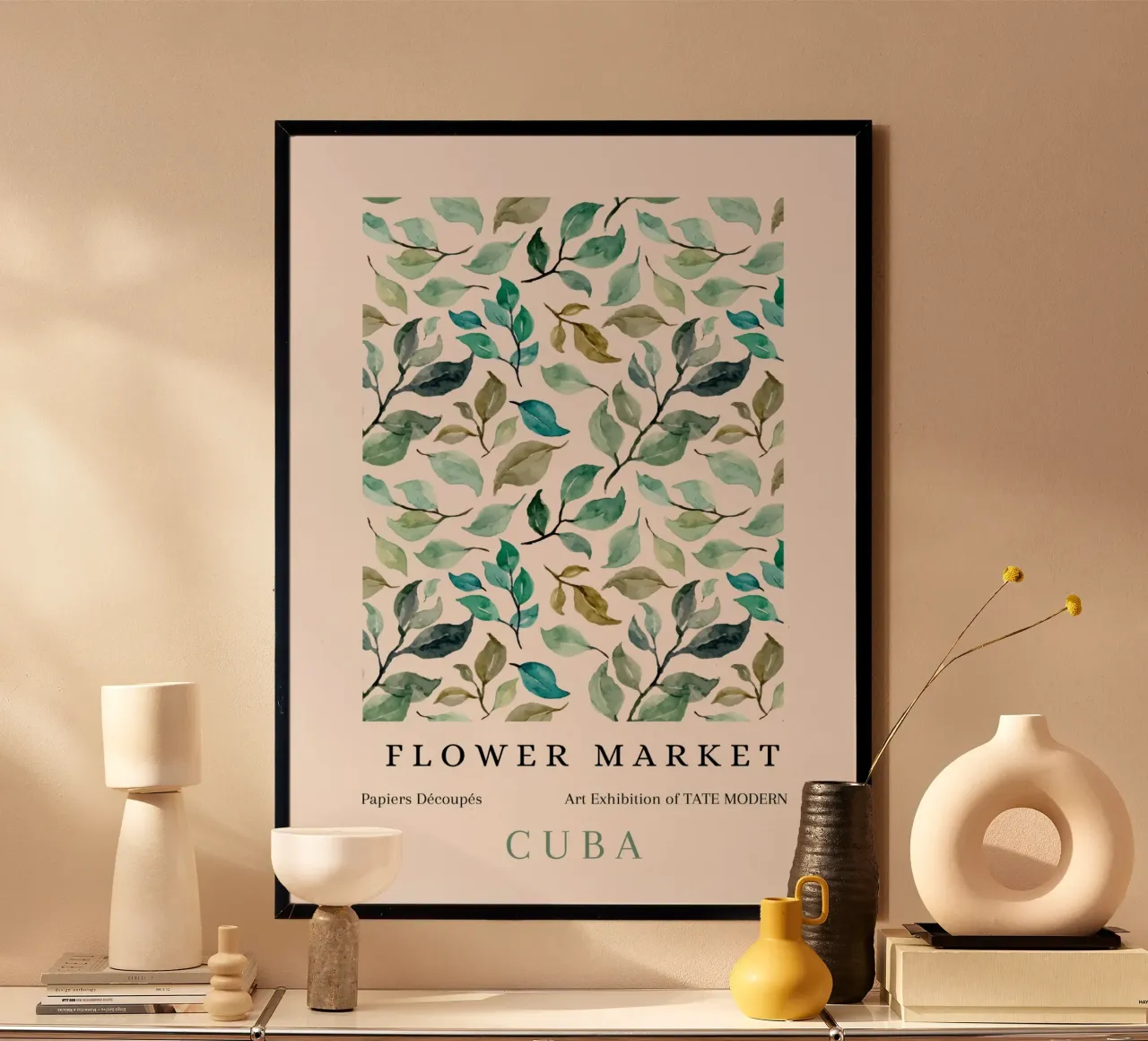 Cuba Tate Modern Mercato dei fiori Modello a foglie poster da NorwesClub