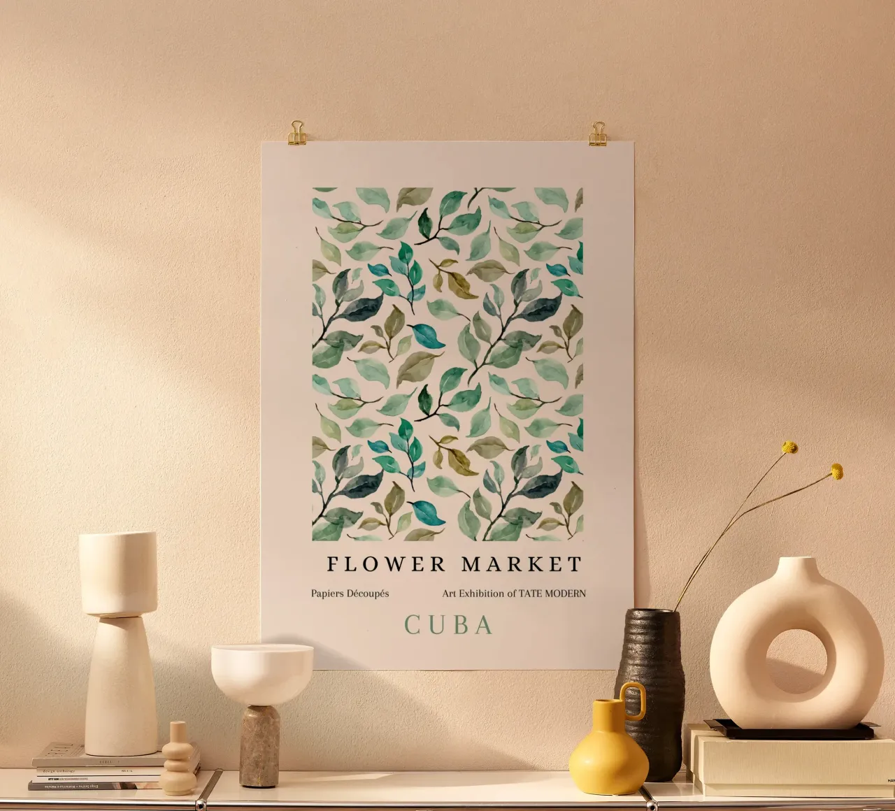 Cuba Tate Modern Mercato dei fiori Modello a foglie poster da NorwesClub