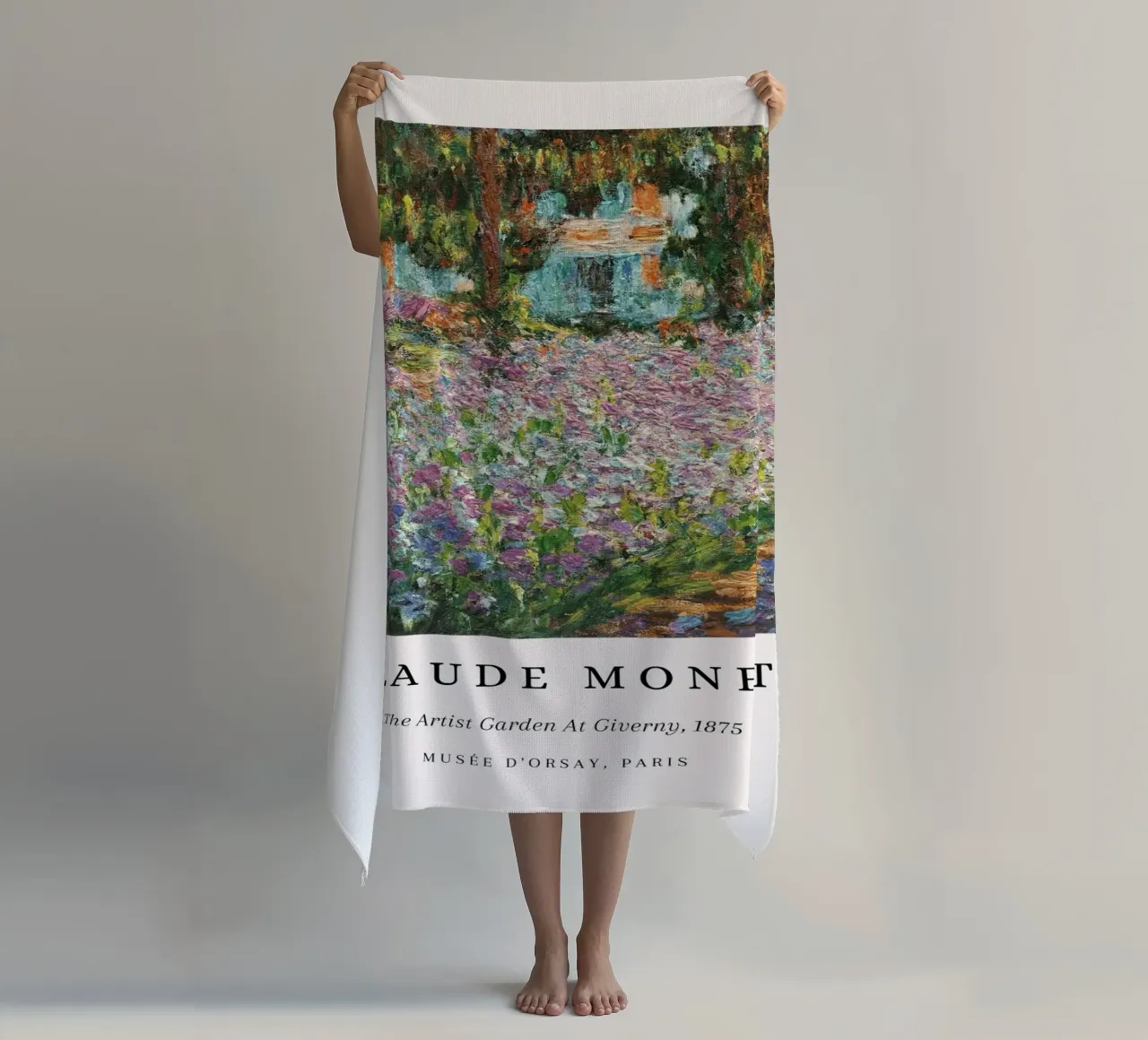 Monet Kunstenaar Tuin in Giverny 1875 Impressionist strandhanddoek van NorwesClub