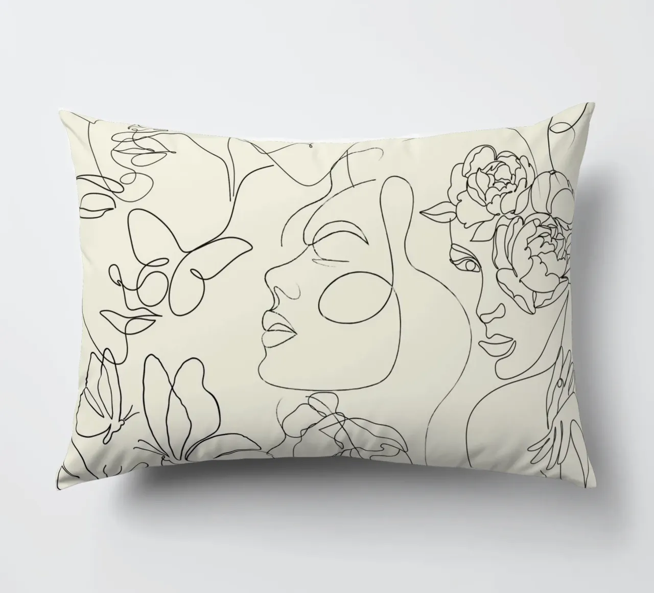 Poster Minimalista Line Art Astratto Volti Fiori cuscino da NorwesClub
