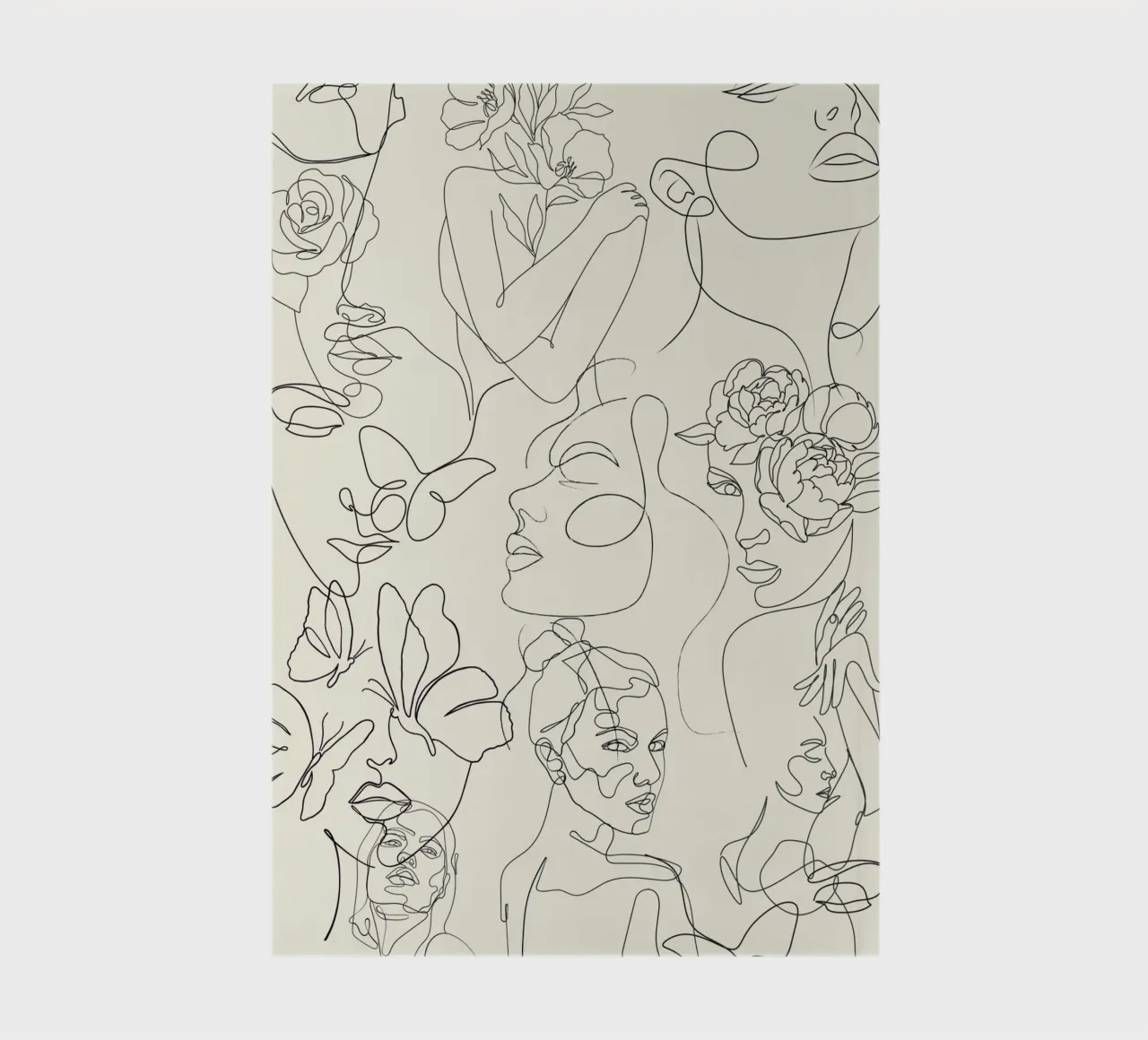 Minimalist Line Art Abstract Faces Flowers Poster notebook by NorwesClub
